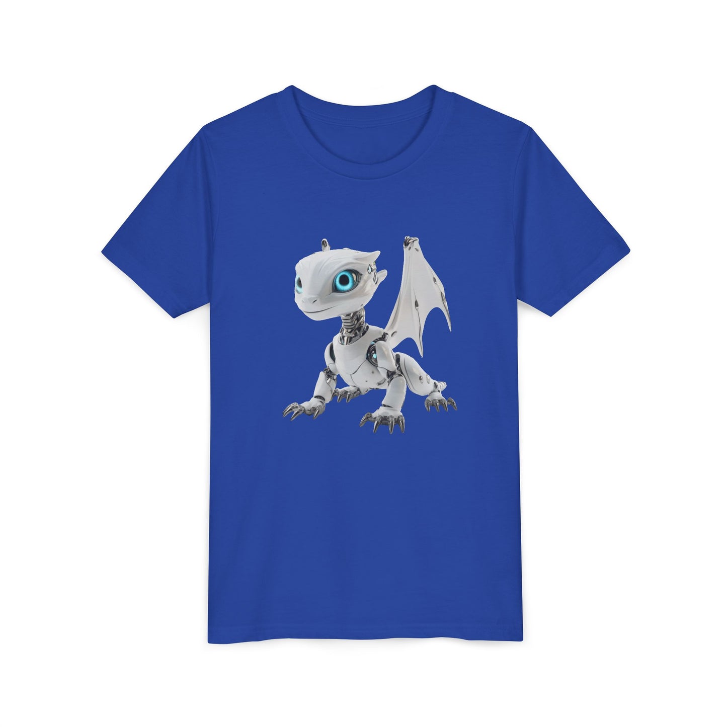 White Robot Dragon - Youth Short Sleeve T-Shirt - Teeny Tiny Dragons