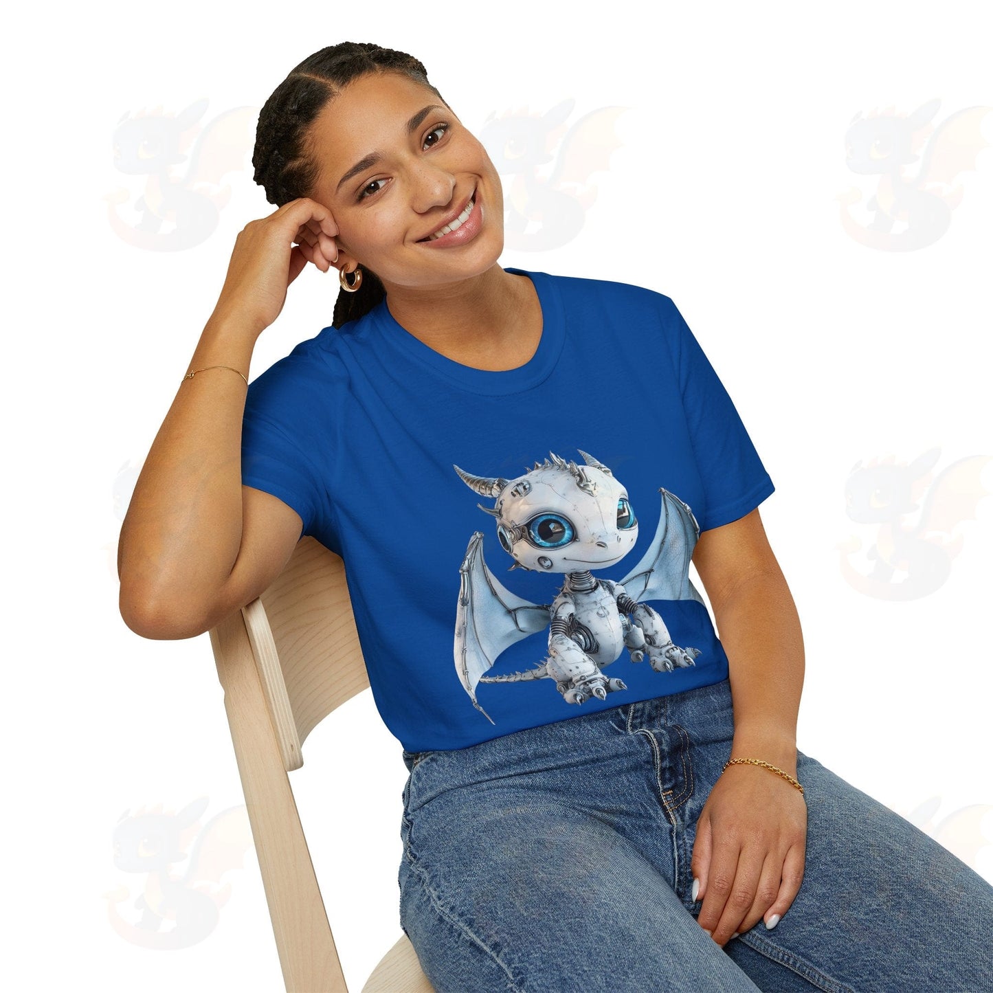 Cute Little Robot Dragon - Adult Robot Dragon Design Unisex Softstyle T-Shirt