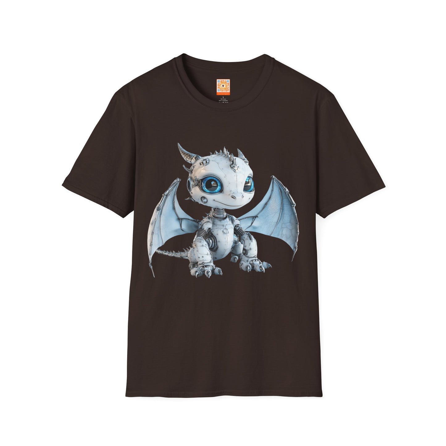 Blue Robot Dragon Adult Unisex Softstyle T-Shirt - Teeny Tiny Dragons