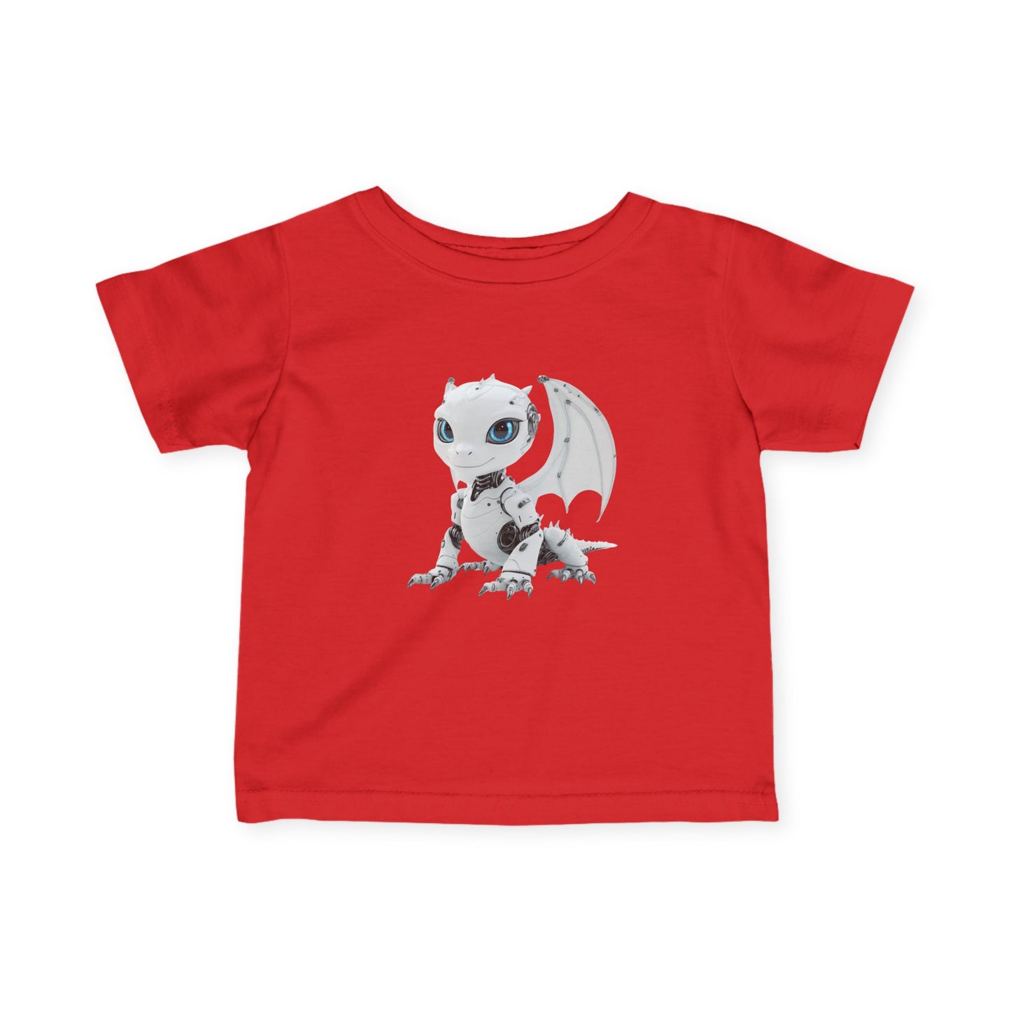 White Robot Dragon Infant Fine Jersey T-Shirt - Teeny Tiny Dragons