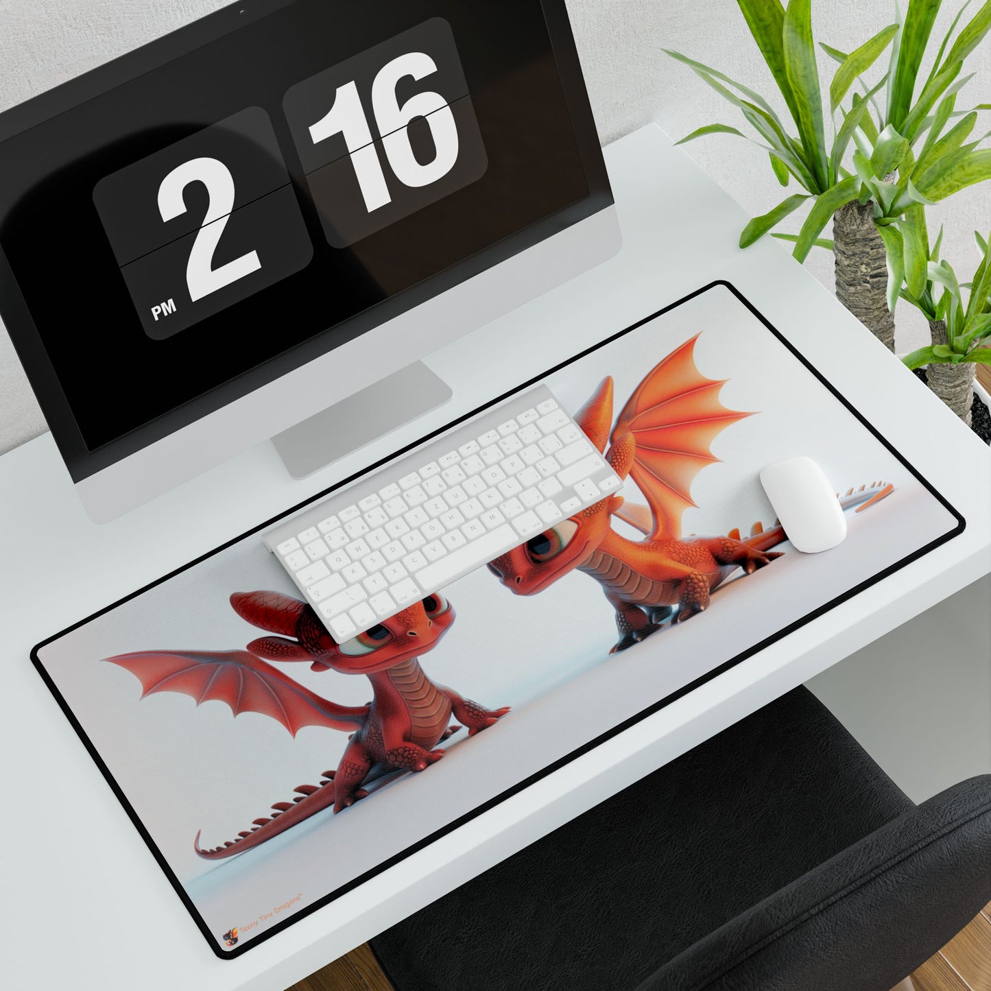2 Baby Red Dragons Desk Mat - Teeny Tiny Dragons