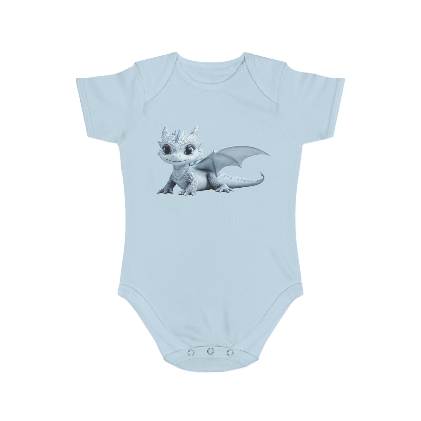Short Sleeve Baby Bodysuit with an Adorable Baby Dragon