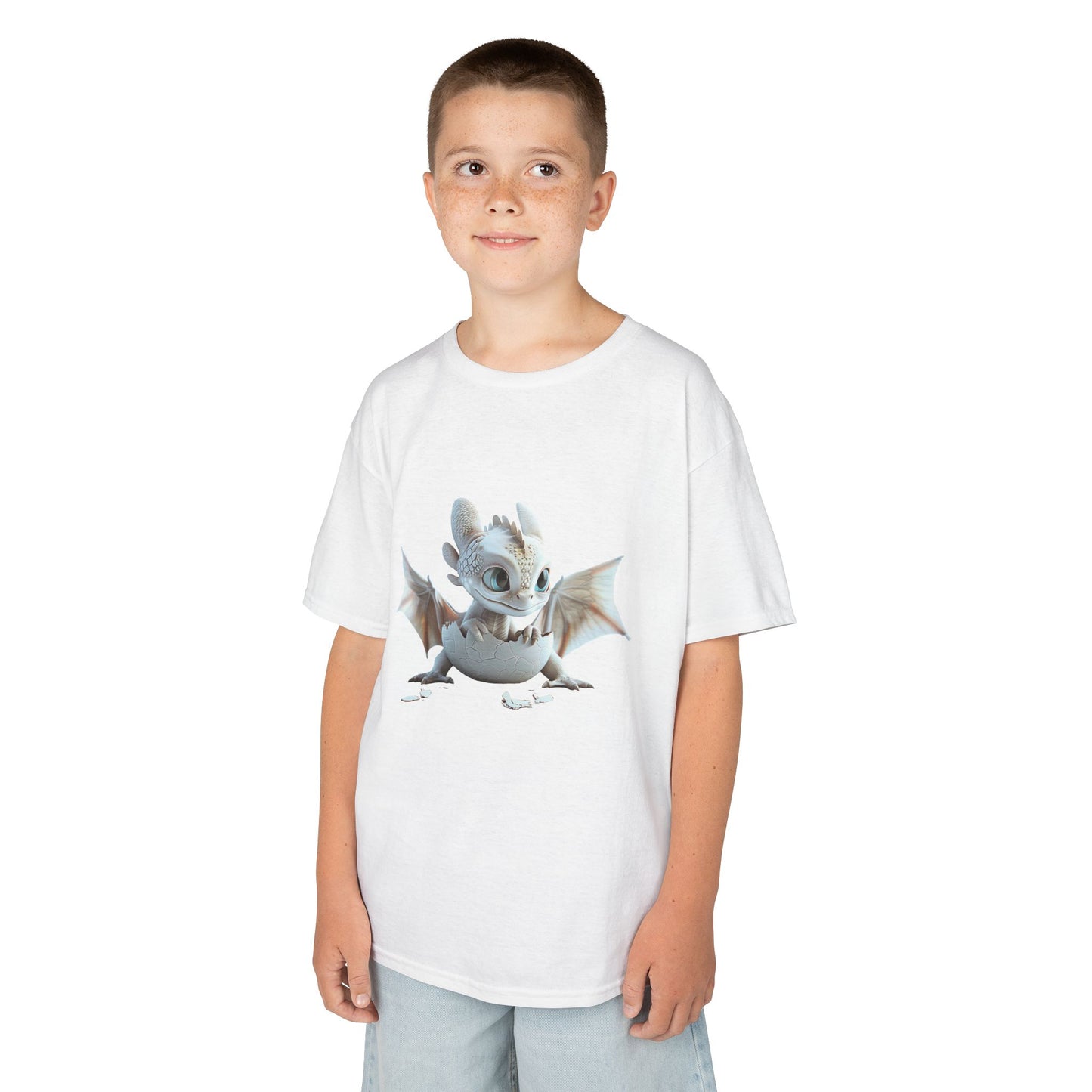 Silver Crystal Dragon Kids Heavy Cotton T-Shirt