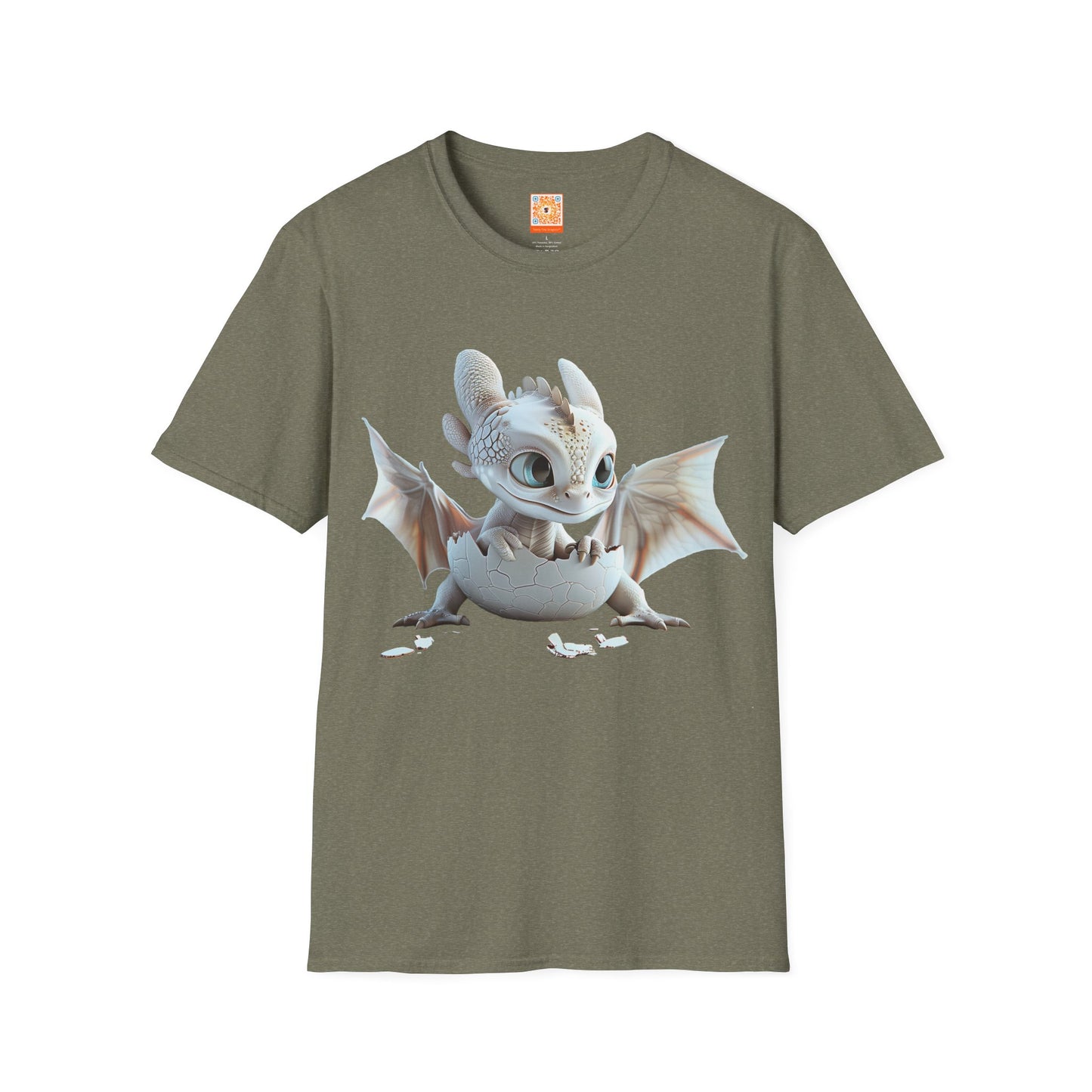 Baby Dragon Hatching from Egg Adult Unisex Softstyle T-Shirt - Teeny Tiny Dragons