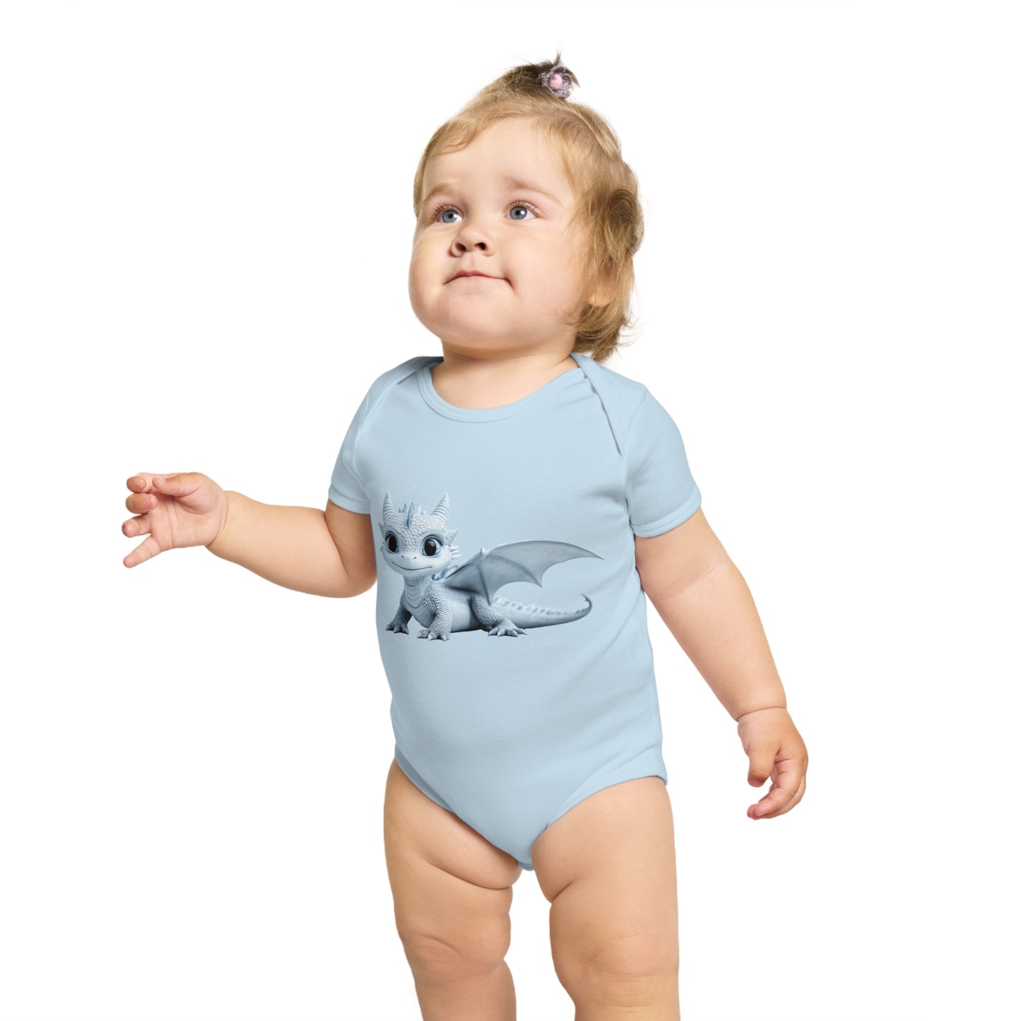 Short Sleeve Baby Bodysuit with an Adorable Baby Dragon
