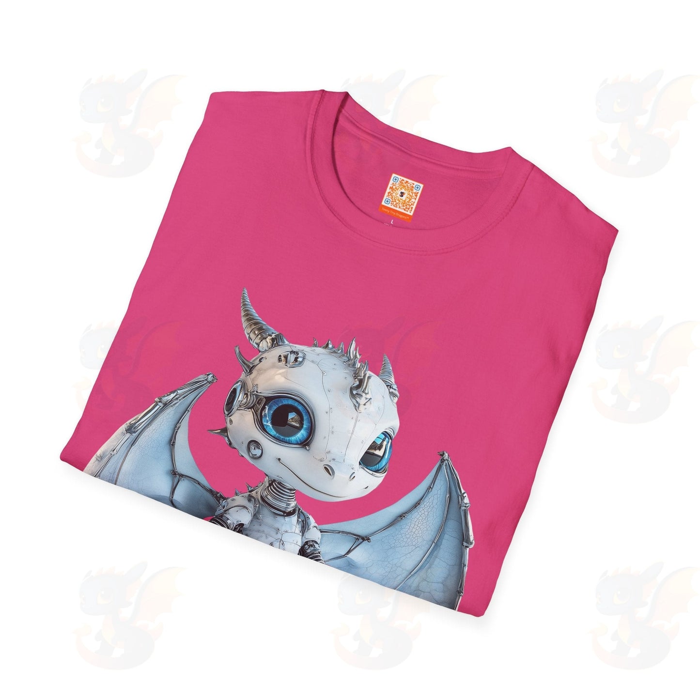 Cute Little Robot Dragon - Adult Robot Dragon Design Unisex Softstyle T-Shirt