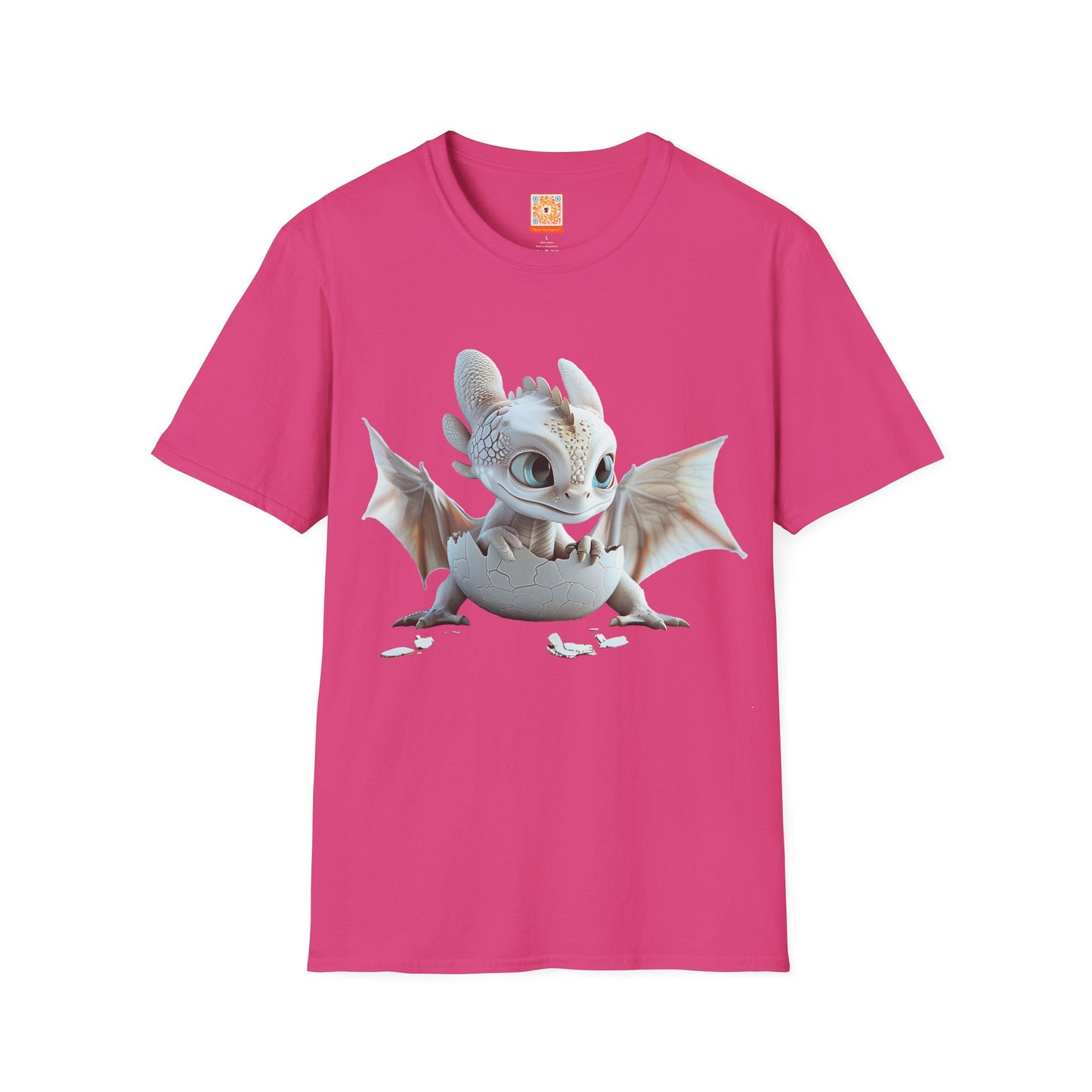 Baby Dragon Hatching from Egg Adult Unisex Softstyle T-Shirt - Teeny Tiny Dragons