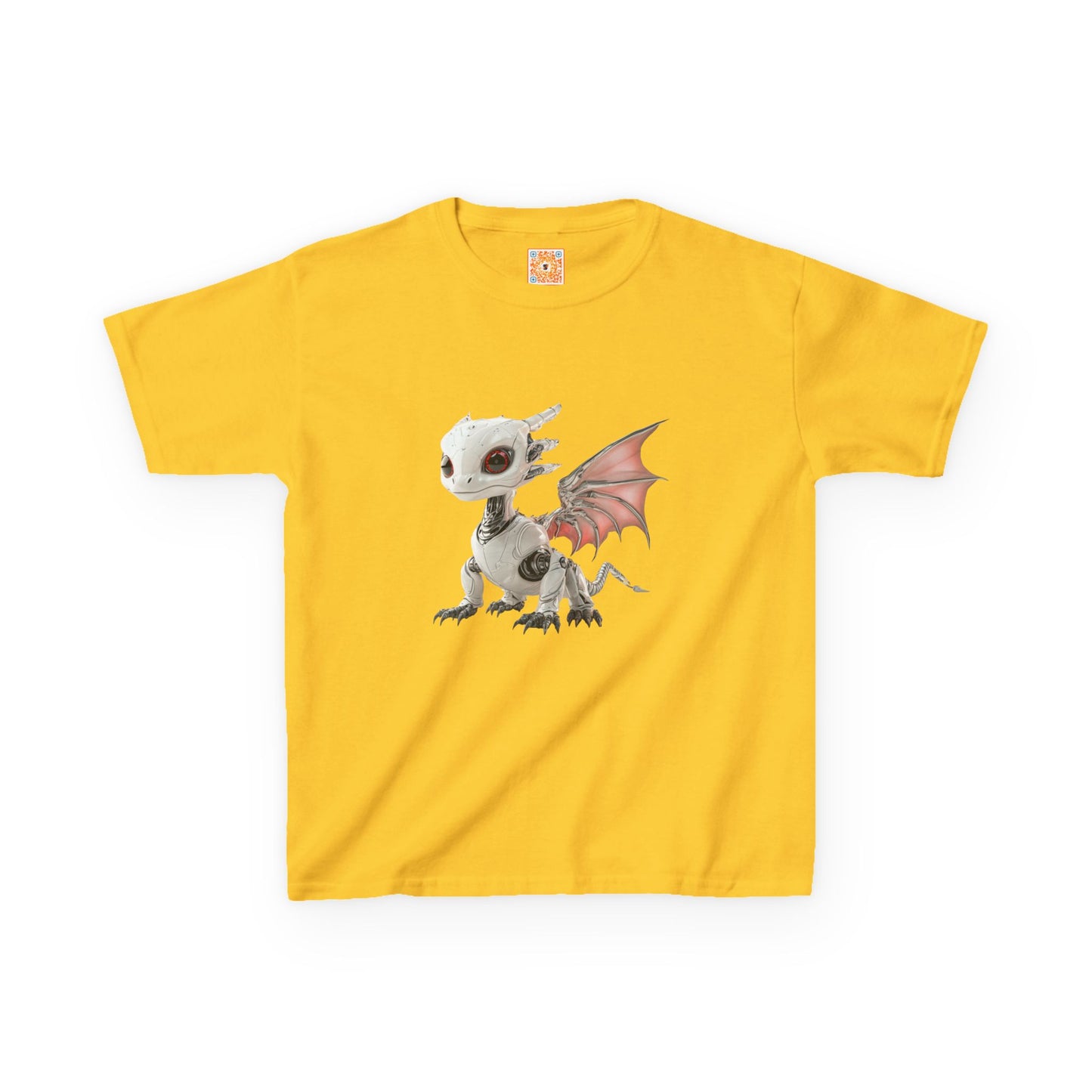 Sitting Grey Robot Dragon Kids 100% Cotton T-Shirt - Teeny Tiny Dragons