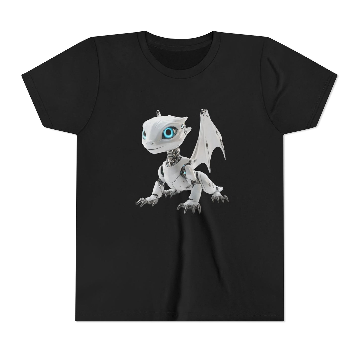 White Robot Dragon - Youth Short Sleeve T-Shirt - Teeny Tiny Dragons
