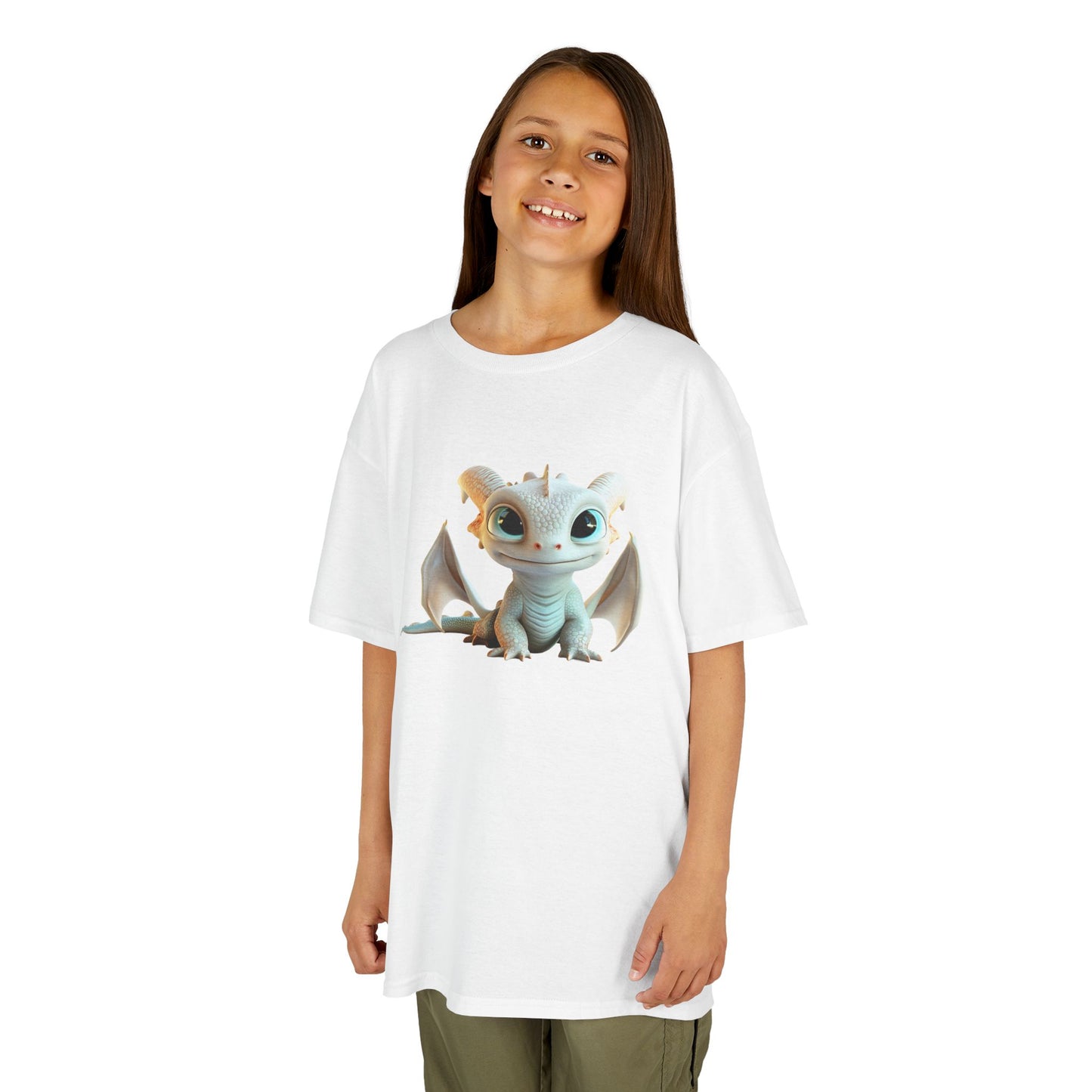 Very Cute Pale Dragon Kids Heavy Cotton T-Shirt - Teeny Tiny Dragons
