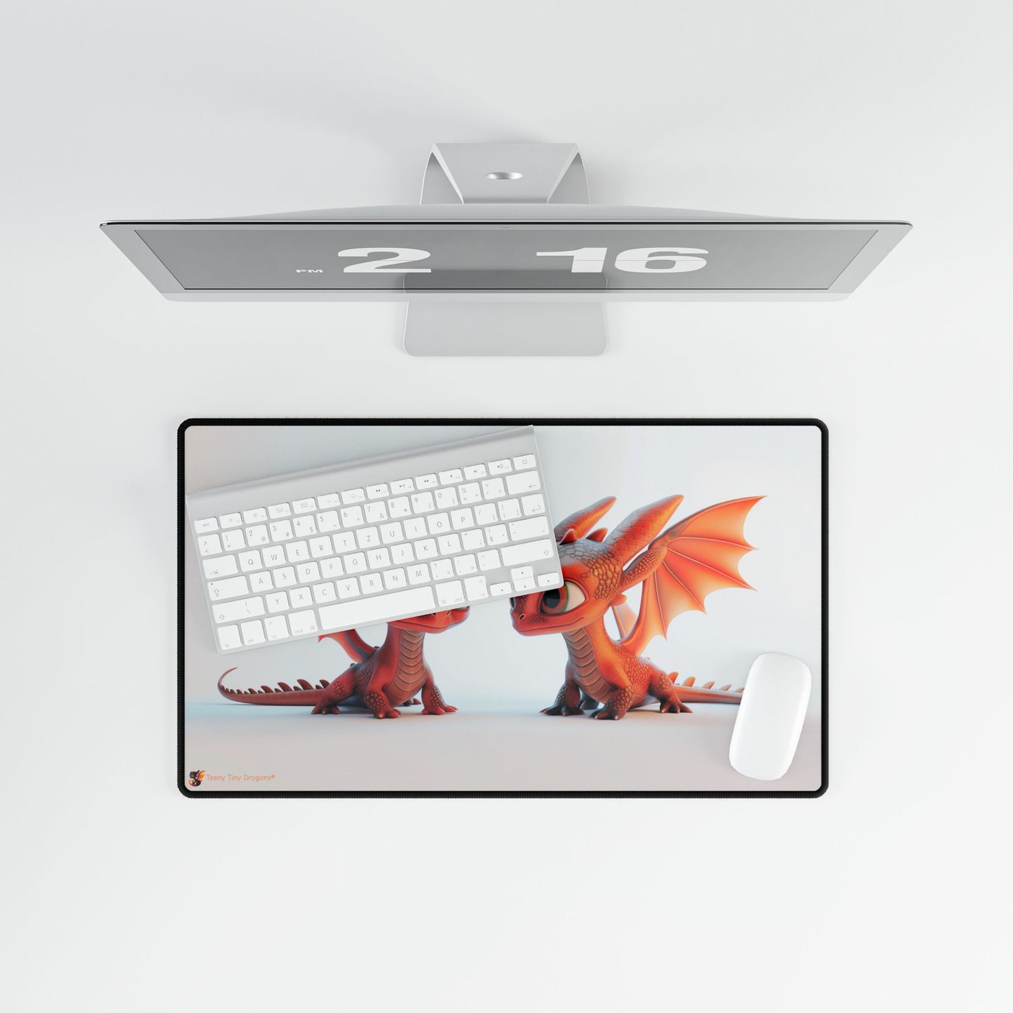 2 Baby Red Dragons Desk Mat - Teeny Tiny Dragons