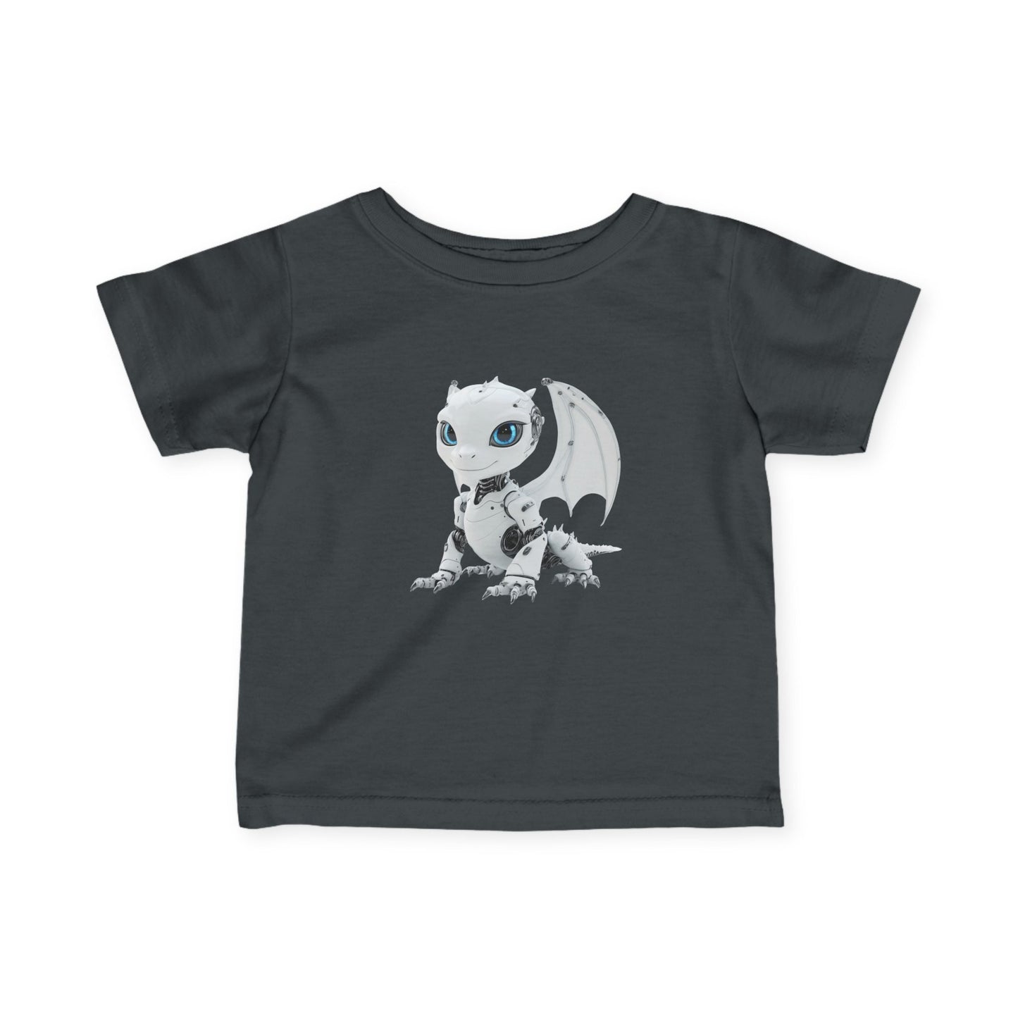 White Robot Dragon Infant Fine Jersey T-Shirt - Teeny Tiny Dragons