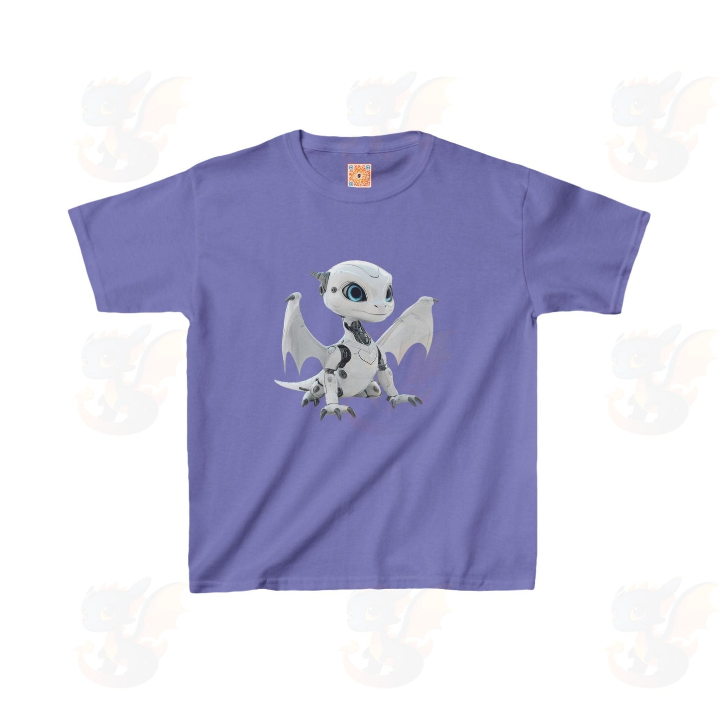 Cute White Robot Dragon - Kids Heavy Cotton™ T-Shirt