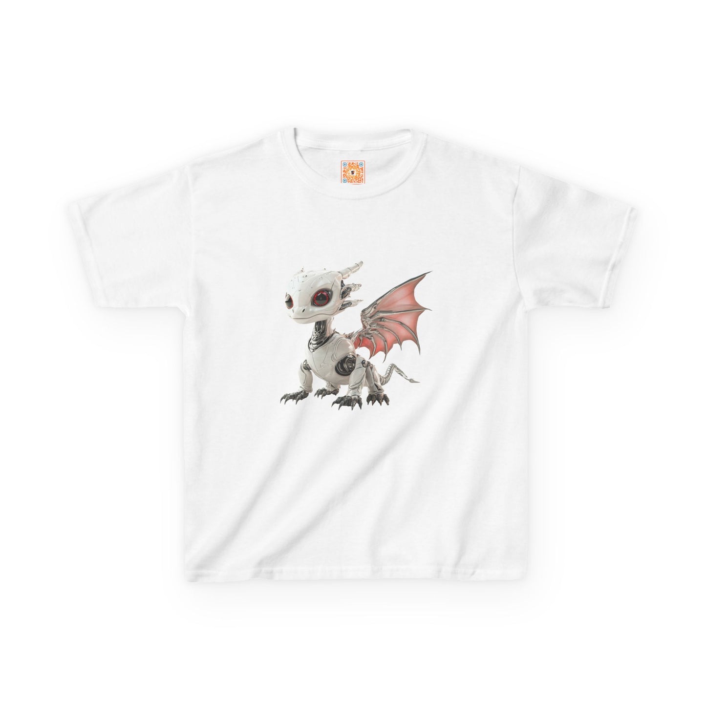 Sitting Grey Robot Dragon Kids 100% Cotton T-Shirt - Teeny Tiny Dragons