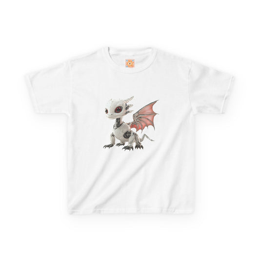 Sitting Grey Robot Dragon Kids 100% Cotton T-Shirt - Teeny Tiny Dragons