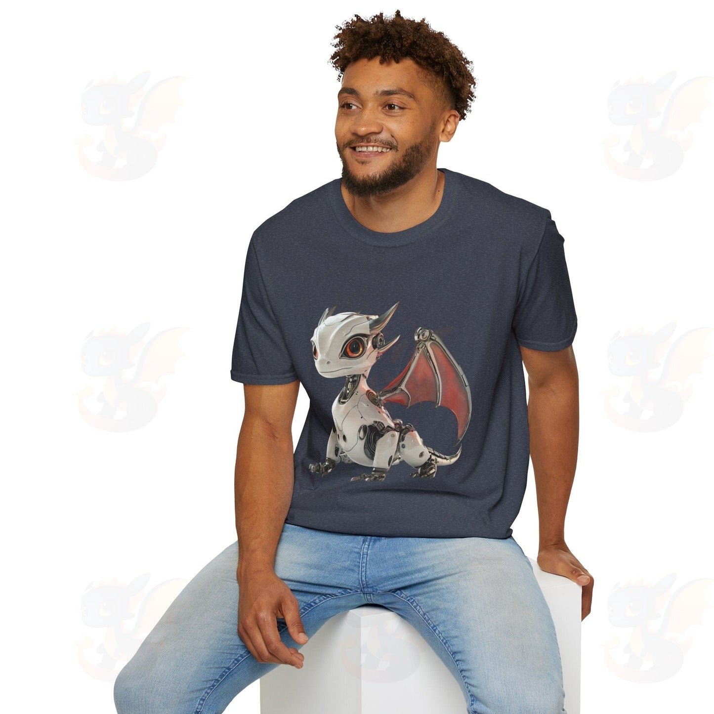 Adult Robot Dragon Design Unisex Softstyle T-Shirt