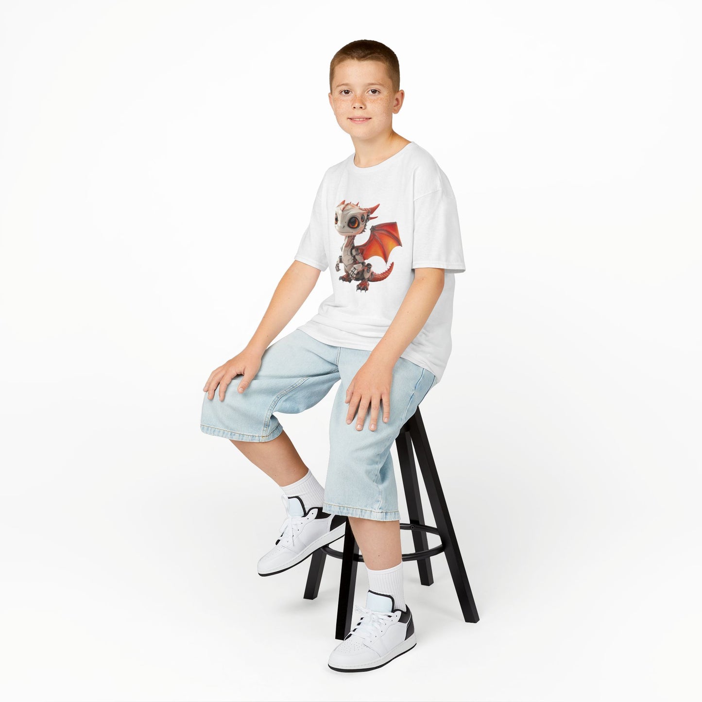 Red Robot Dragon Kids Heavy Cotton T-Shirt - Teeny Tiny Dragons
