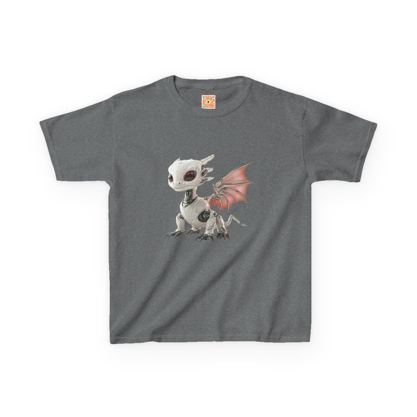 Sitting Grey Robot Dragon Kids 100% Cotton T-Shirt - Teeny Tiny Dragons