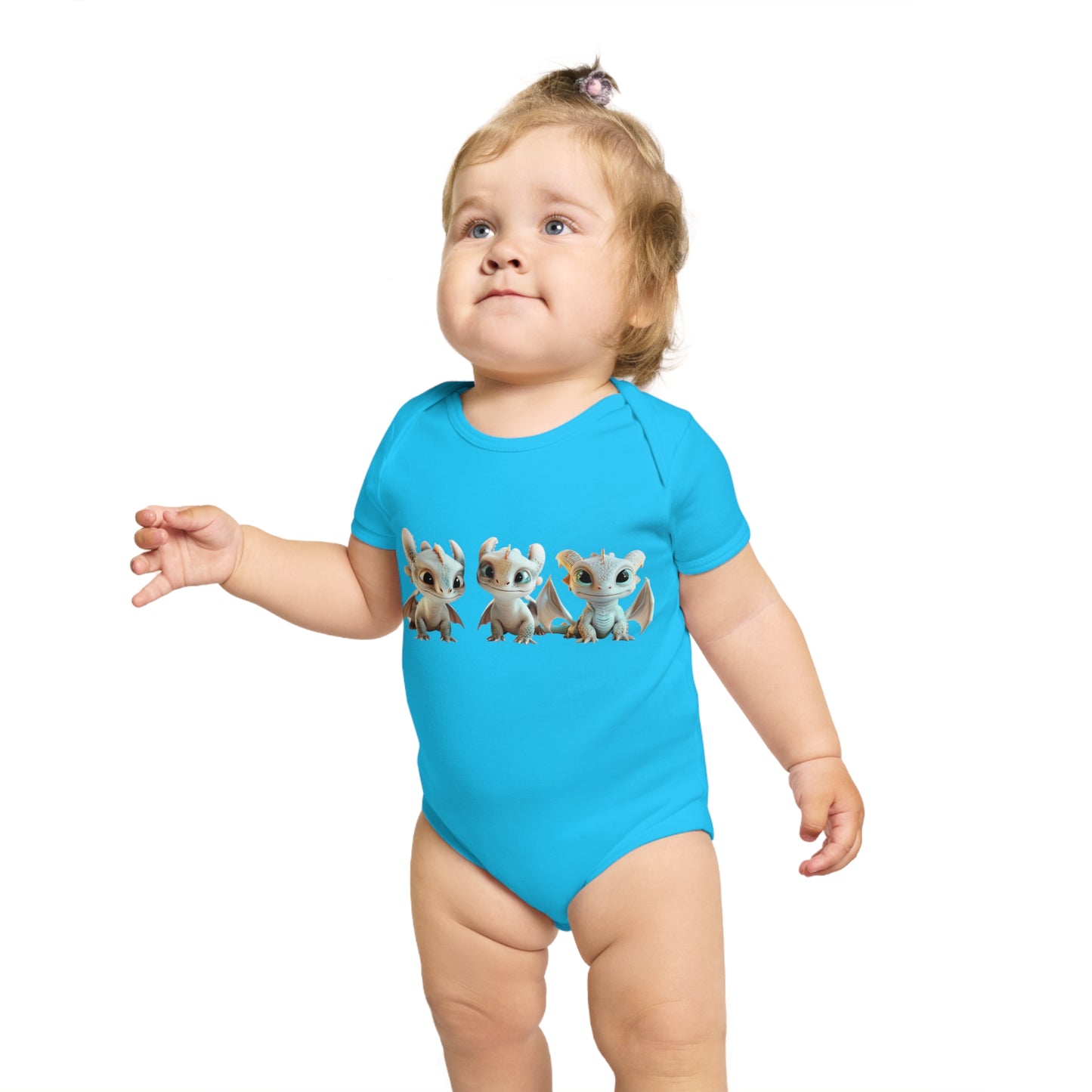 Short Sleeve Baby Bodysuit with 3 Cute Baby Dragons | Teeny Tiny Dragons