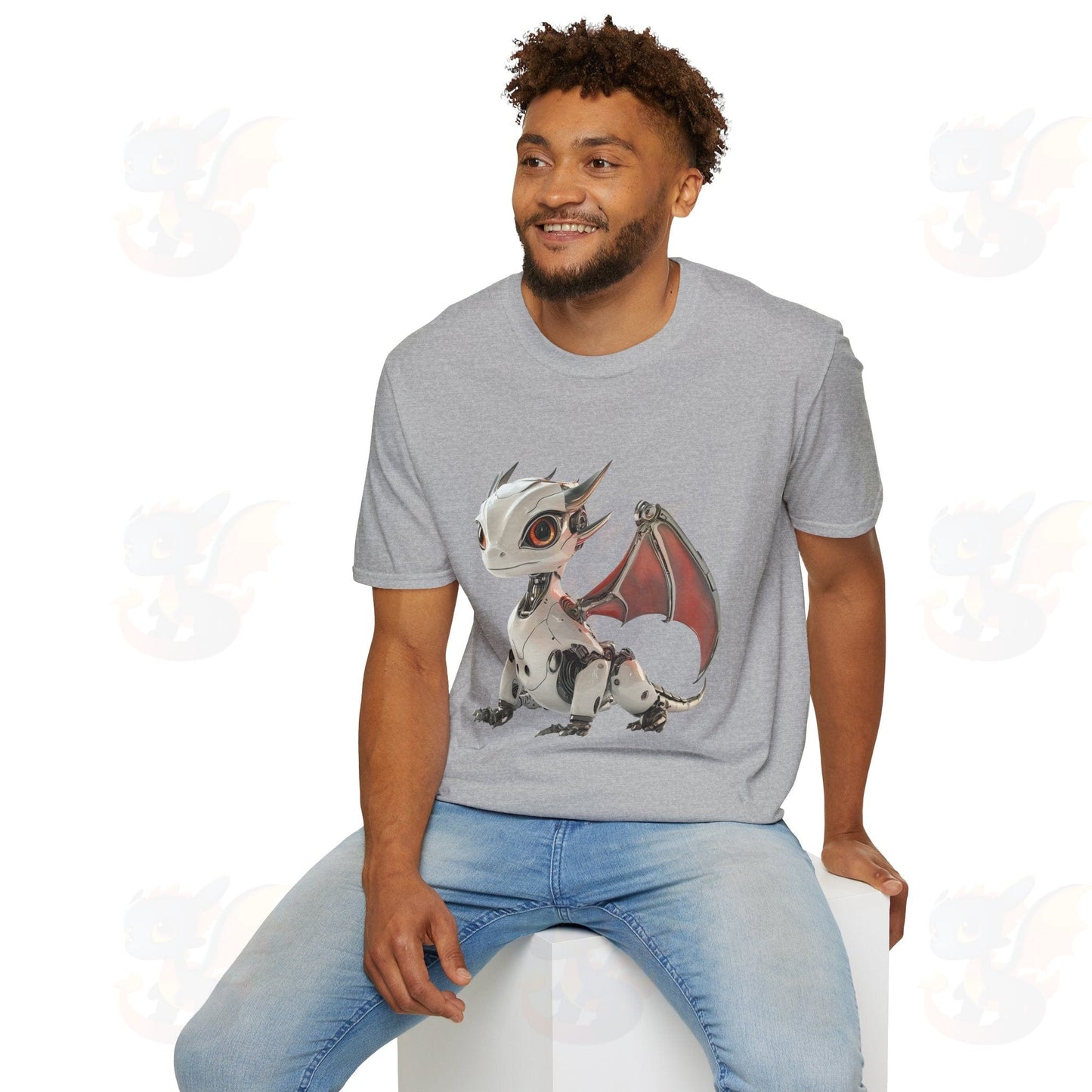 Adult Robot Dragon Design Unisex Softstyle T-Shirt