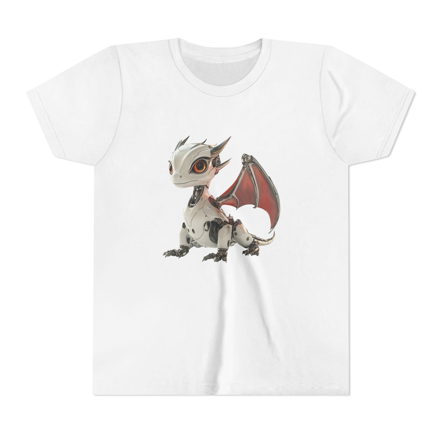Red Eyed Robot Dragon - Youth Short Sleeve T-Shirt - Teeny Tiny Dragons