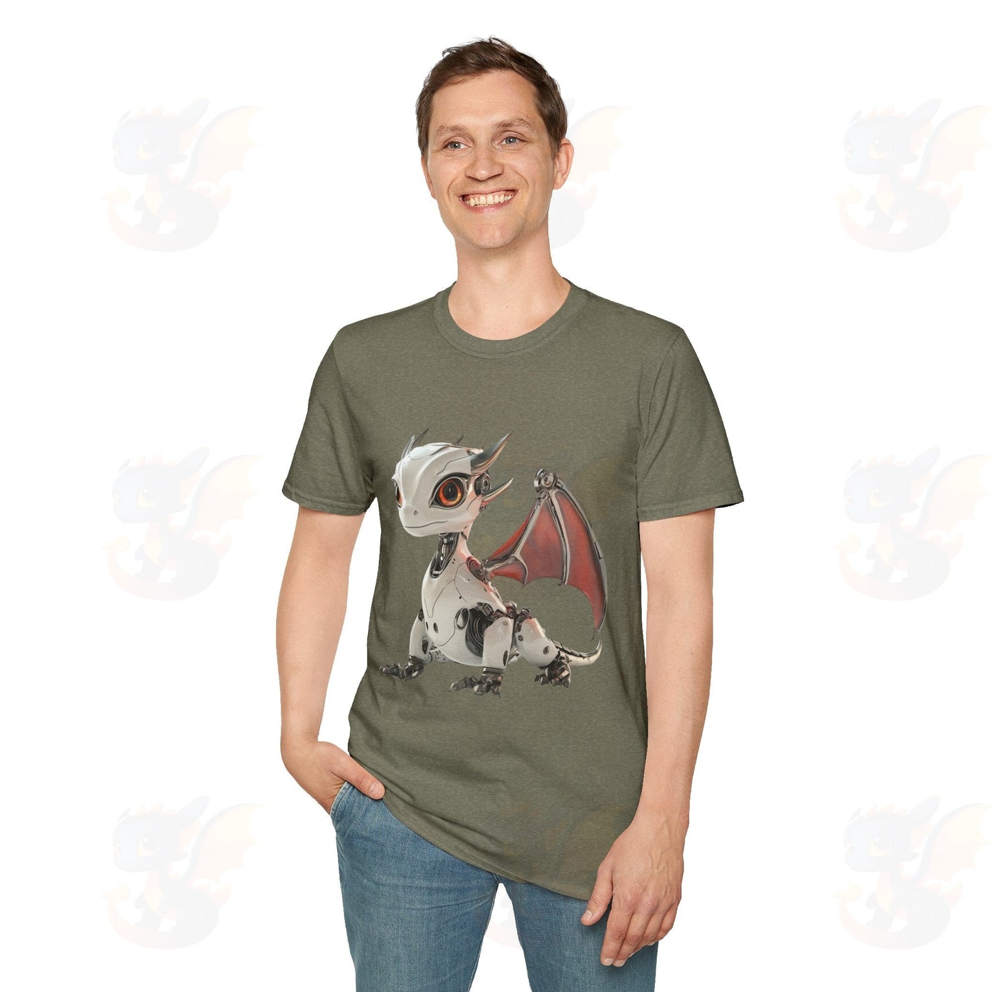 Adult Robot Dragon Design Unisex Softstyle T-Shirt