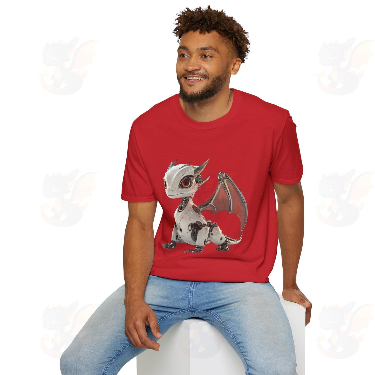 Adult Robot Dragon Design Unisex Softstyle T-Shirt