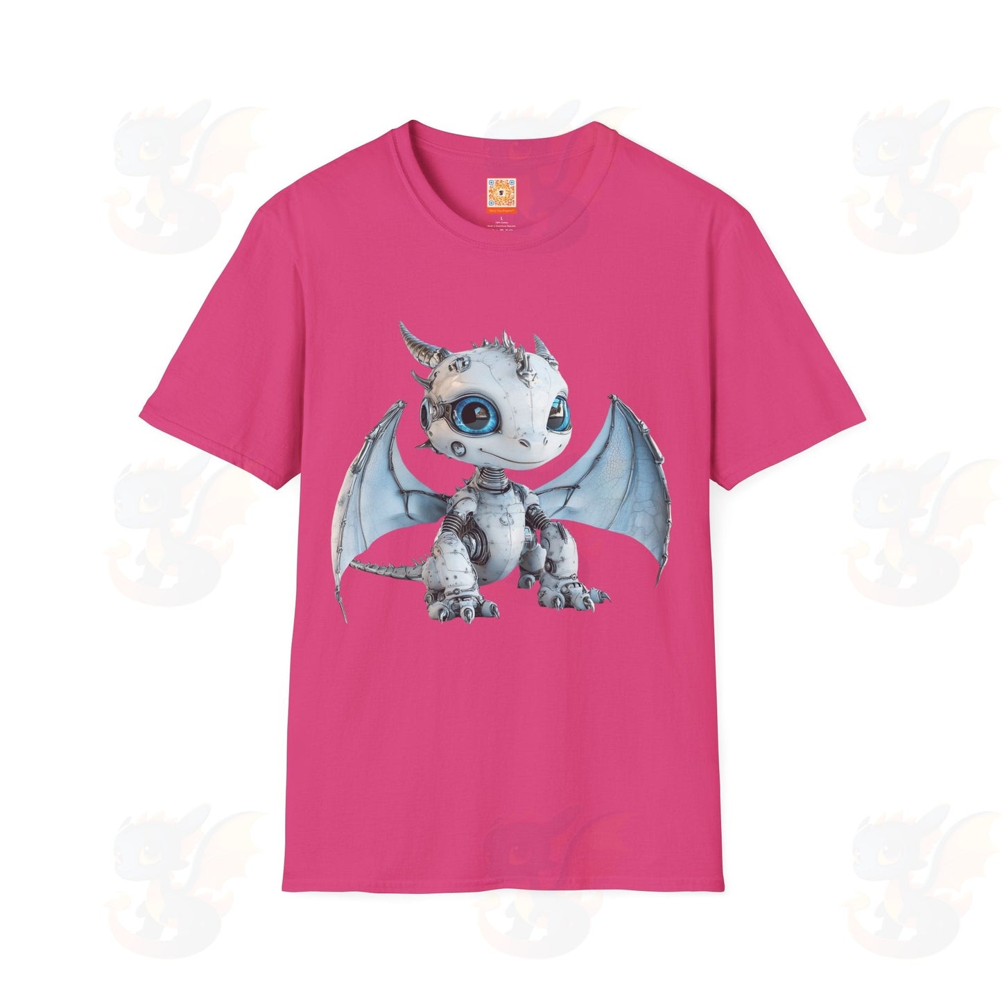 Cute Little Robot Dragon - Adult Robot Dragon Design Unisex Softstyle T-Shirt