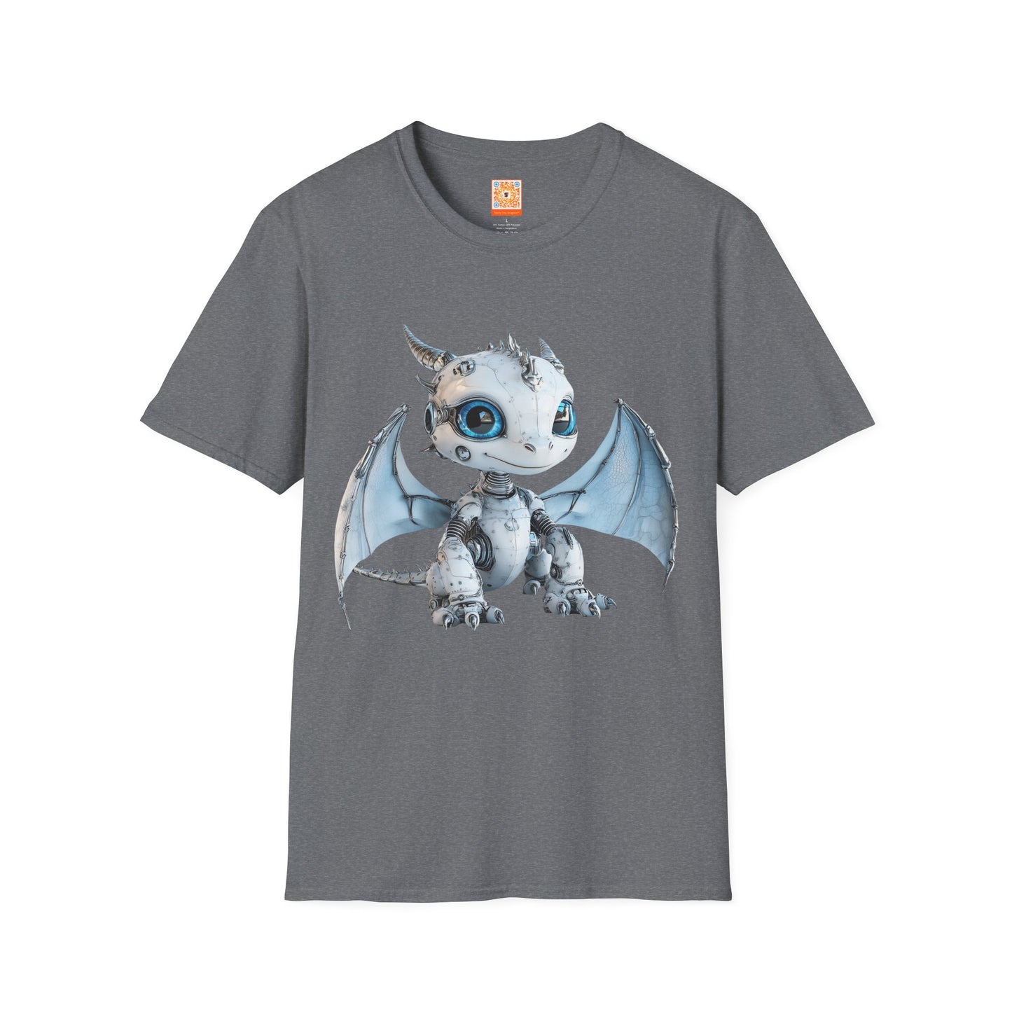 Blue Robot Dragon Adult Unisex Softstyle T-Shirt - Teeny Tiny Dragons