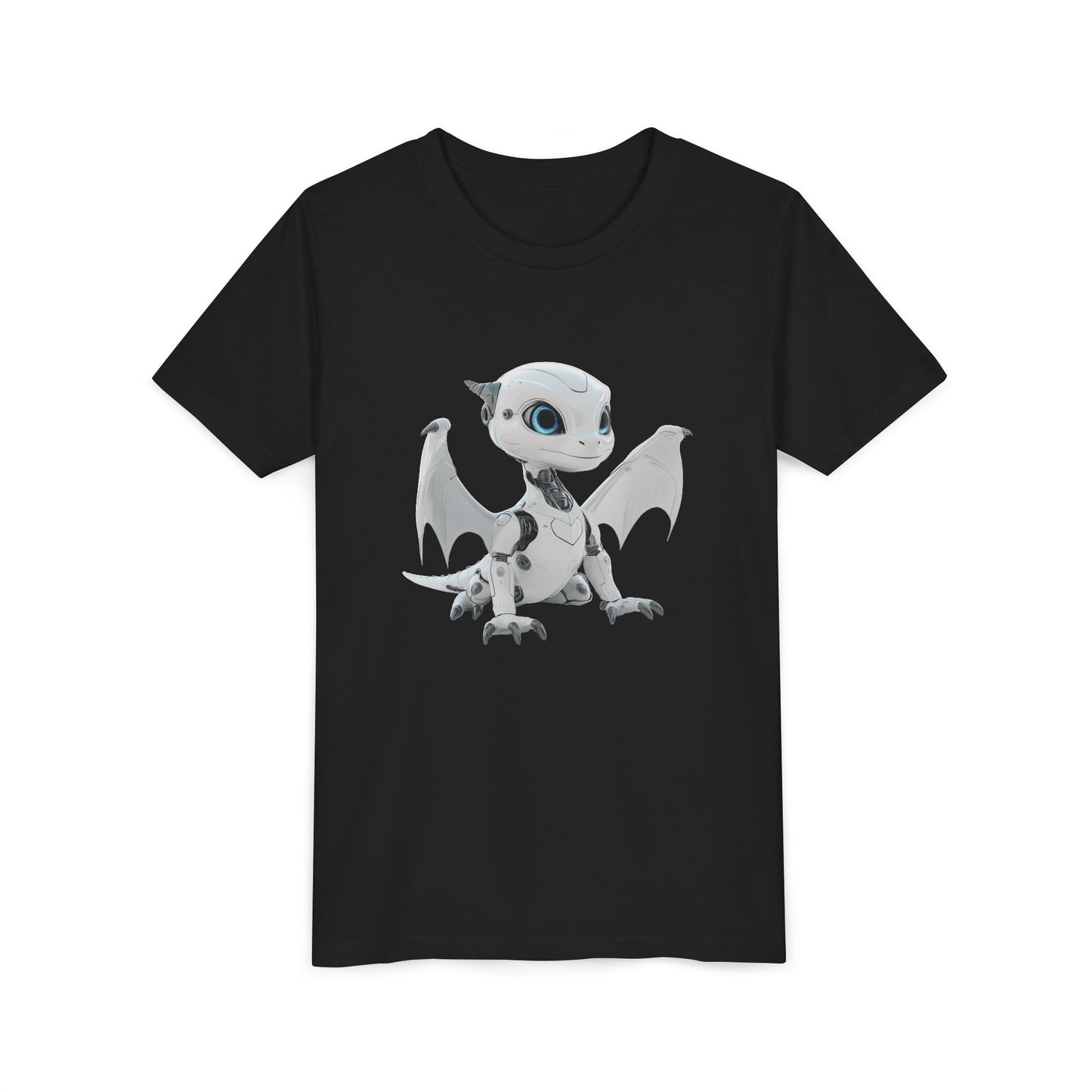 White Robot Dragon - Youth Short Sleeve T-Shirt - Teeny Tiny Dragons