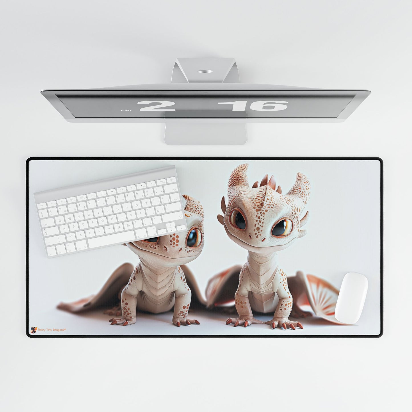 2 Adorable Little Dragons Desk Mat | Teeny Tiny Dragons