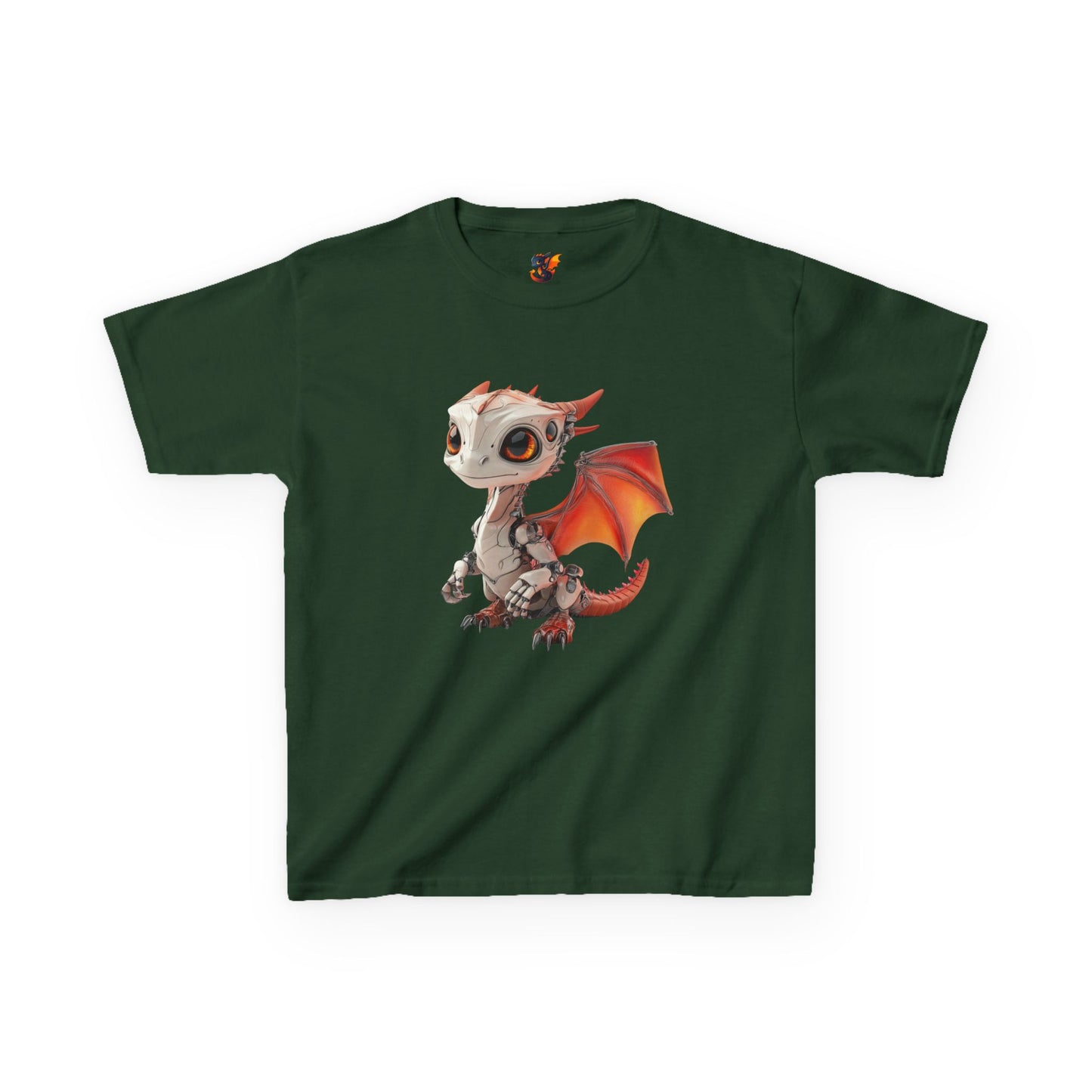 Red Robot Dragon Kids Heavy Cotton T-Shirt - Teeny Tiny Dragons
