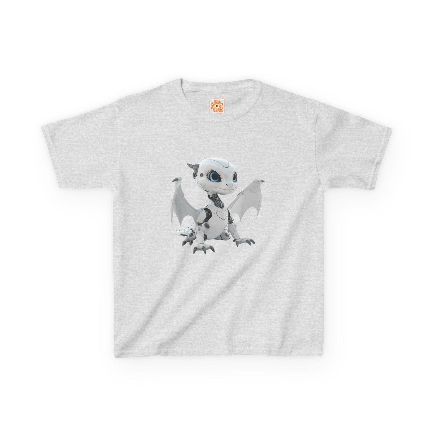 Cute White Robot Dragon Kids Heavy Cotton T-Shirt - Teeny Tiny Dragons
