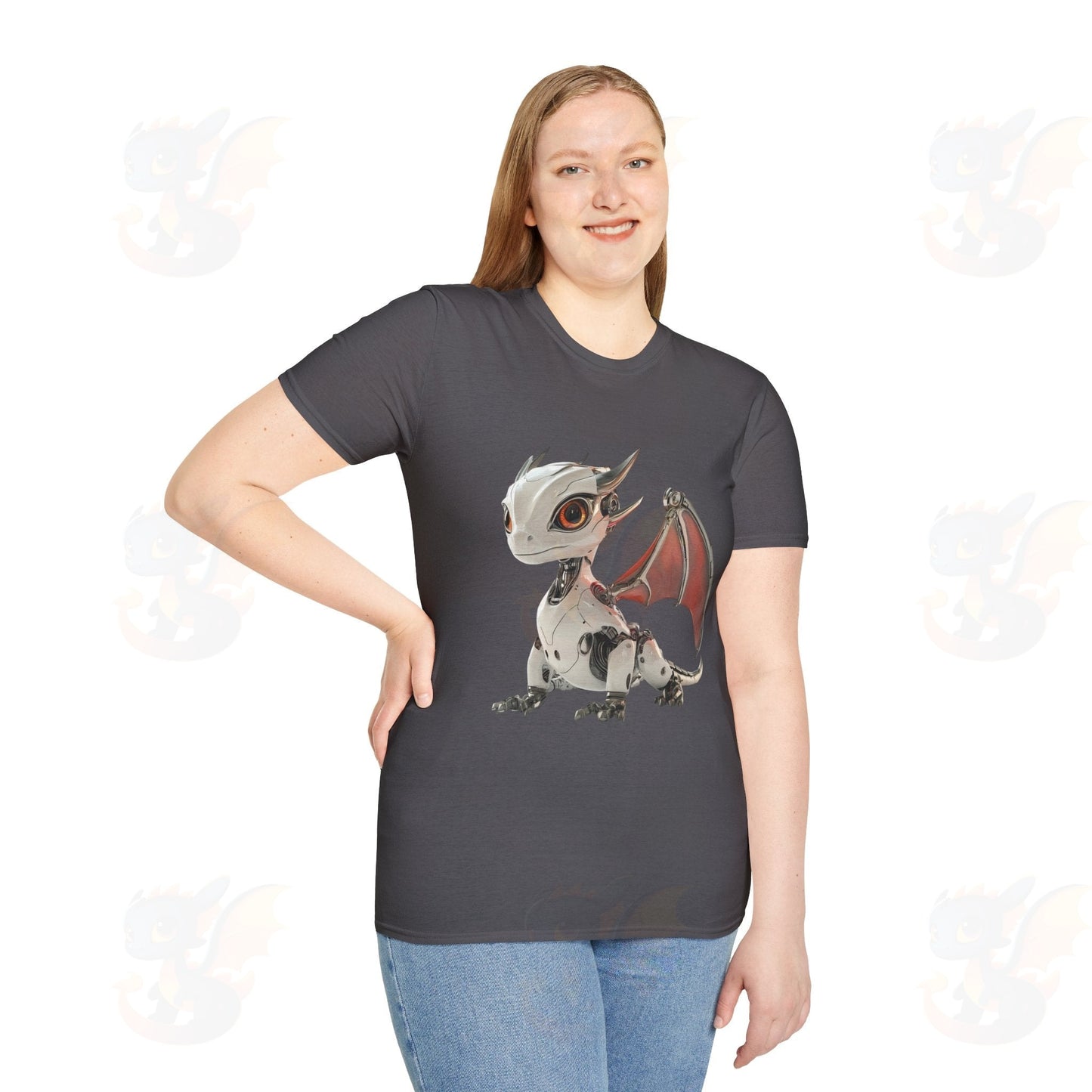 Adult Robot Dragon Design Unisex Softstyle T-Shirt