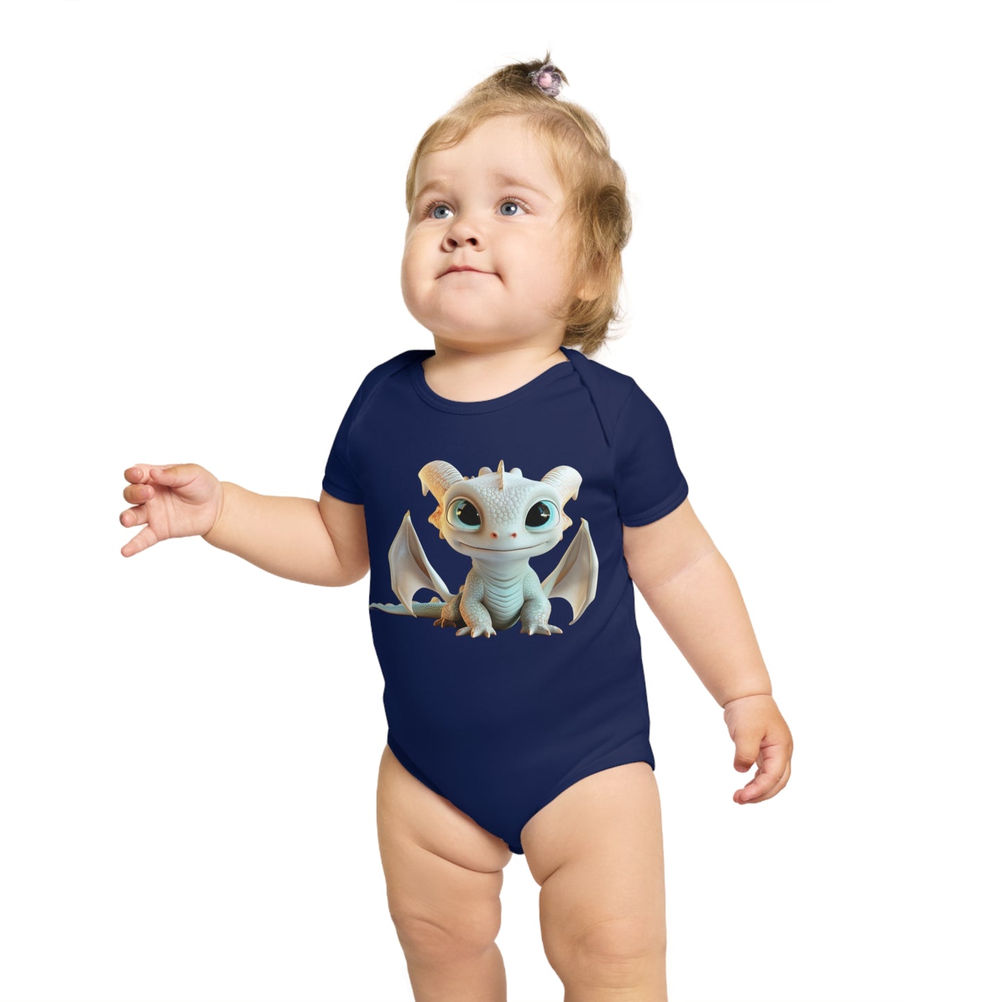 Short Sleeve Baby Bodysuit with Cute Baby Dragon | Teeny Tiny Dragons