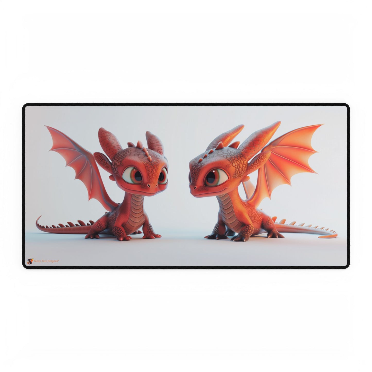 2 Baby Red Dragons Desk Mat - Teeny Tiny Dragons