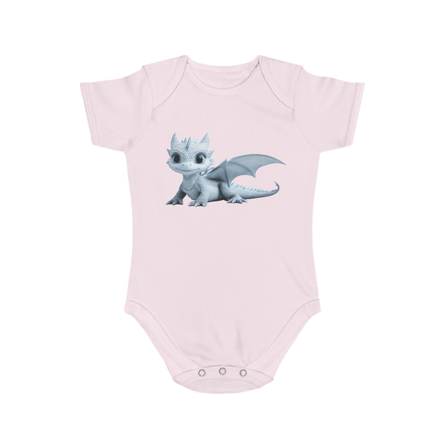 Short Sleeve Baby Bodysuit with an Adorable Baby Dragon