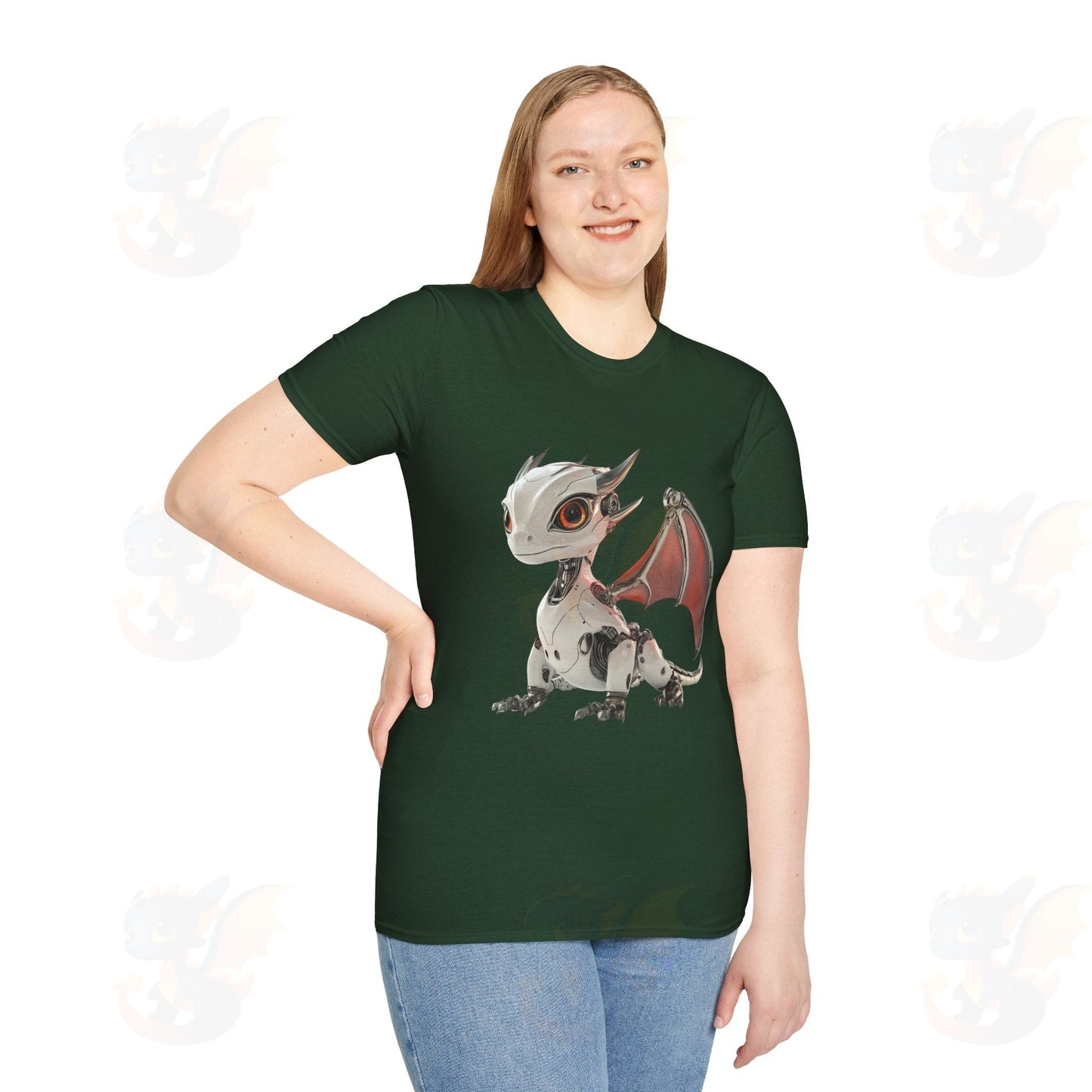 Adult Robot Dragon Design Unisex Softstyle T-Shirt