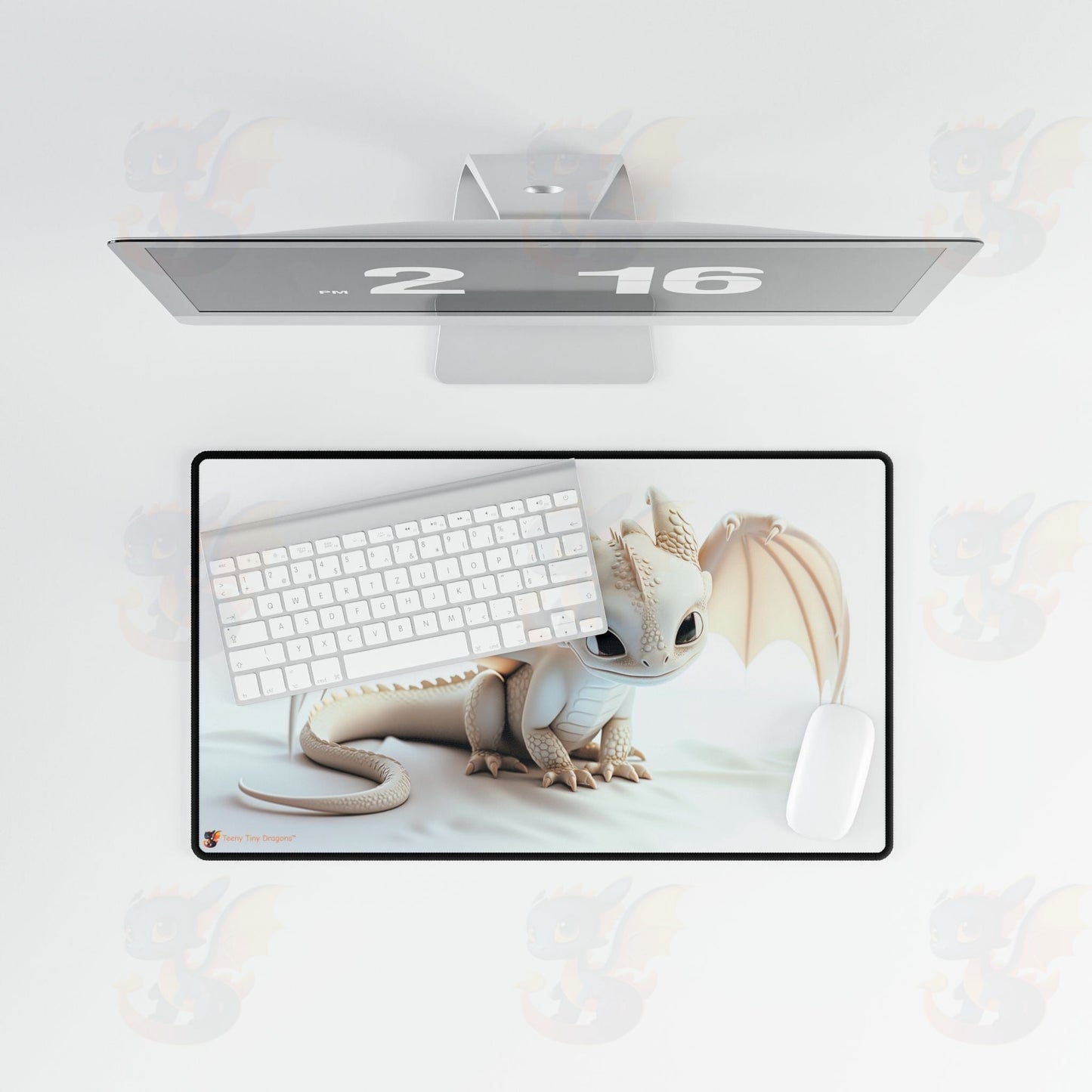 A Cute White Baby Dragon Mouse Mat