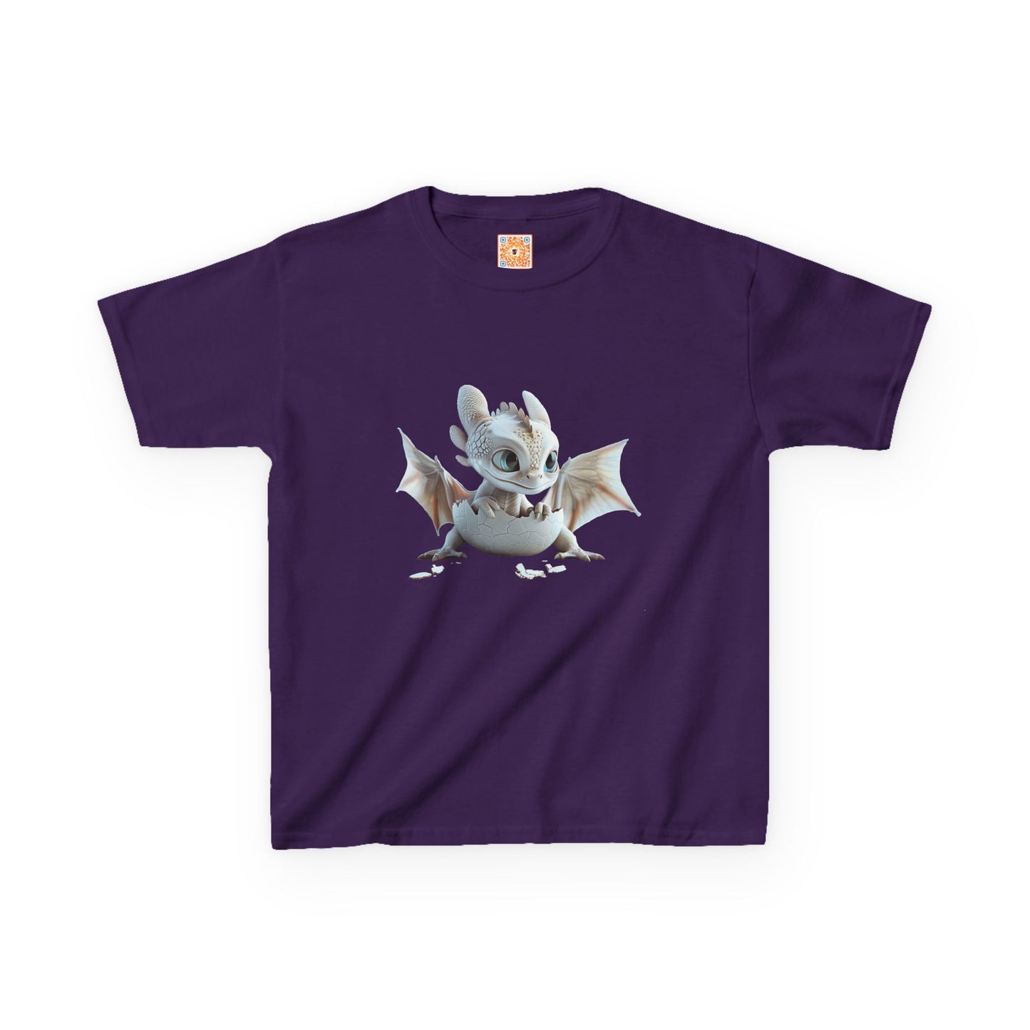 Silver Crystal Dragon Kids Heavy Cotton T-Shirt