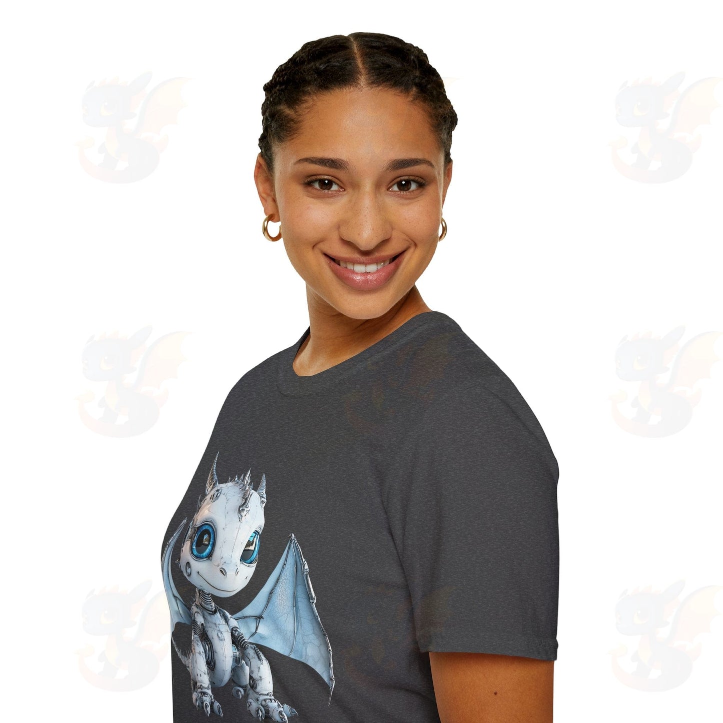 Cute Little Robot Dragon - Adult Robot Dragon Design Unisex Softstyle T-Shirt