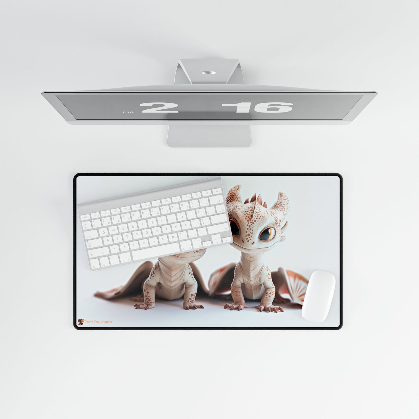 2 Adorable Little Dragons Desk Mat | Teeny Tiny Dragons
