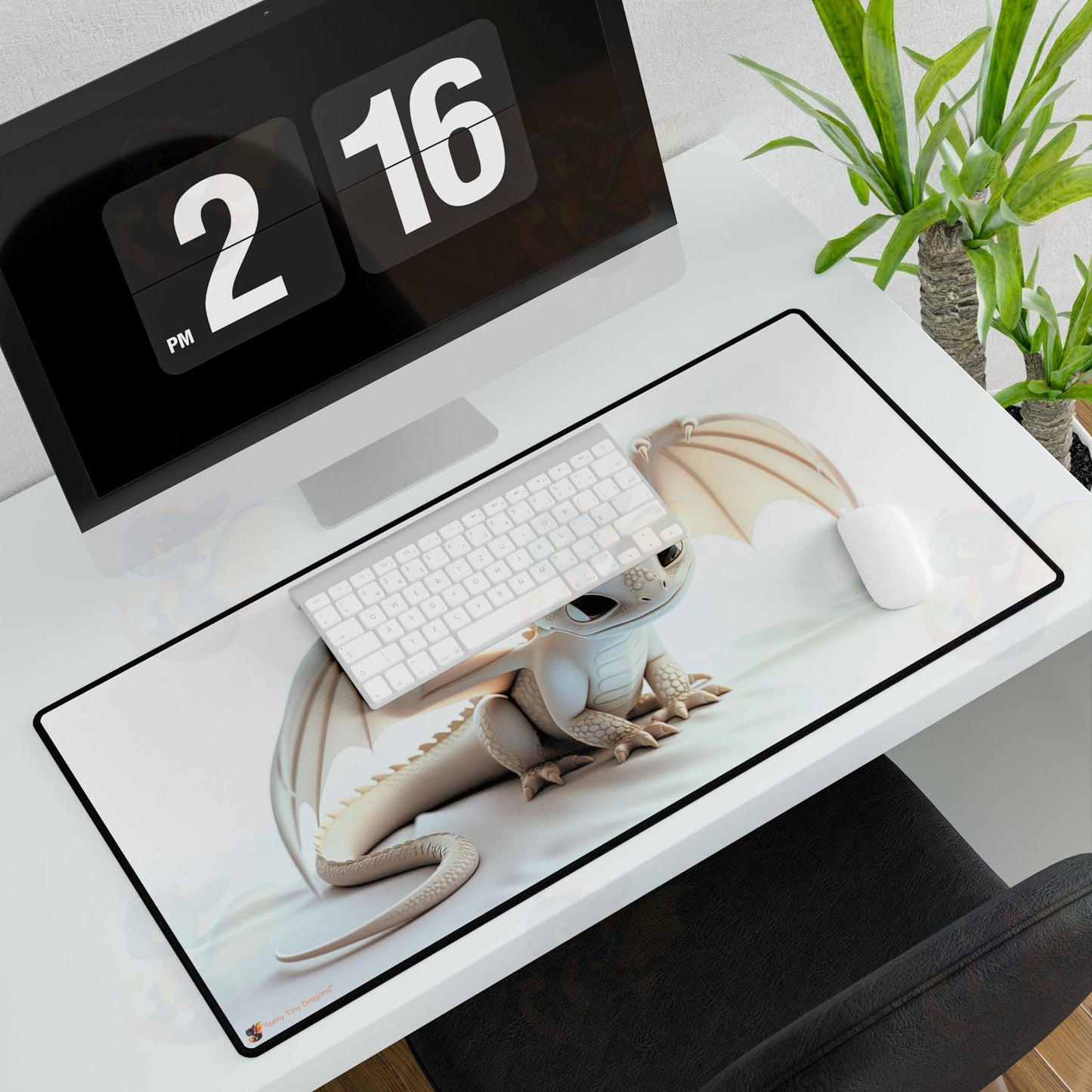 A Cute White Baby Dragon Mouse Mat