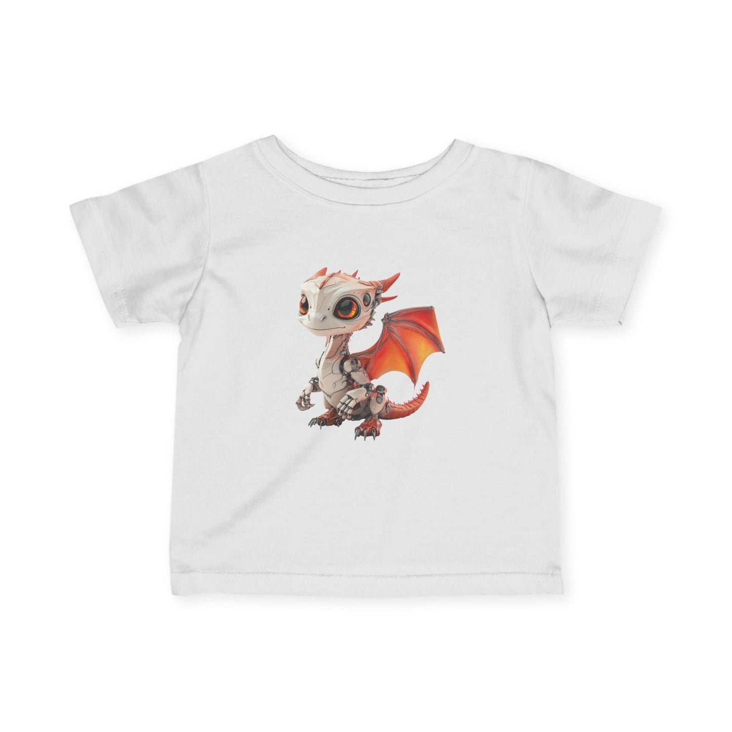 Cute Little Red Robot Dragon Infant Fine Jersey T-Shirt - Teeny Tiny Dragons