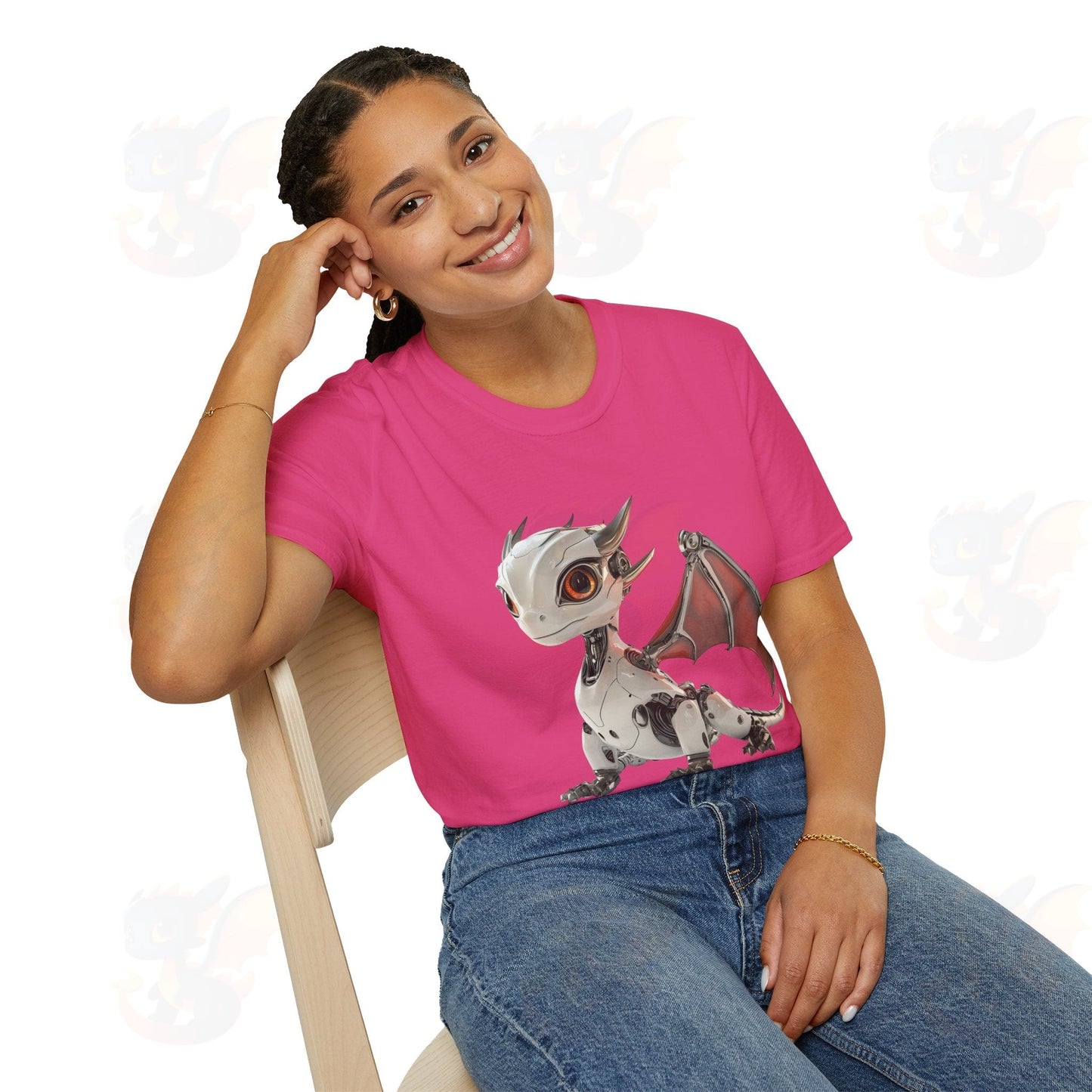 Adult Robot Dragon Design Unisex Softstyle T-Shirt