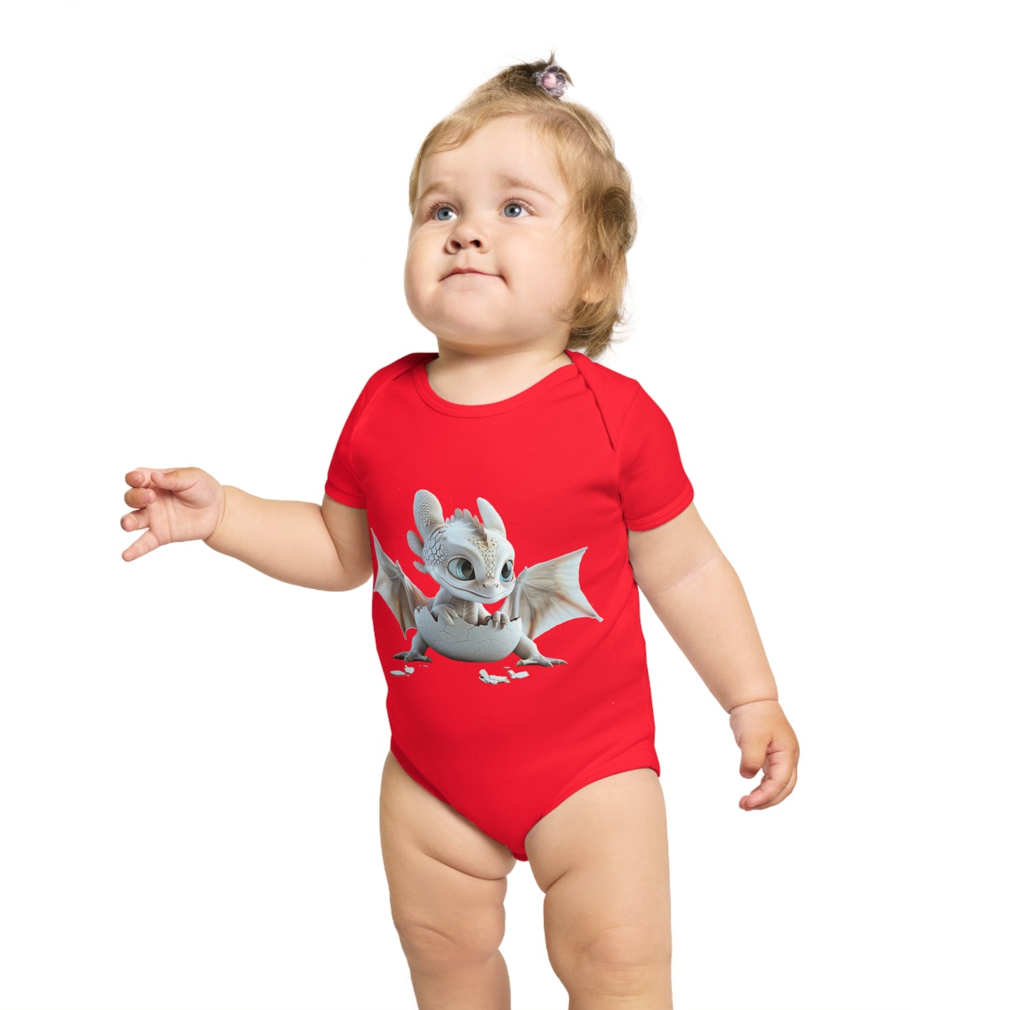 Short Sleeve Baby Bodysuit with an Adorable Baby Dragon