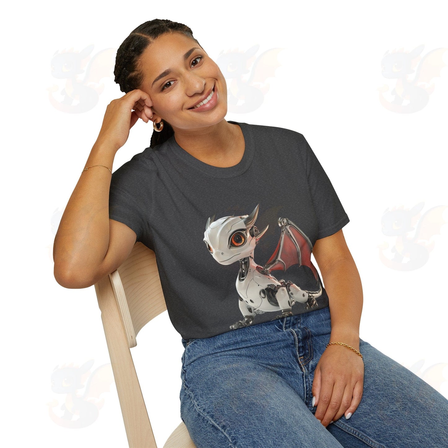 Adult Robot Dragon Design Unisex Softstyle T-Shirt