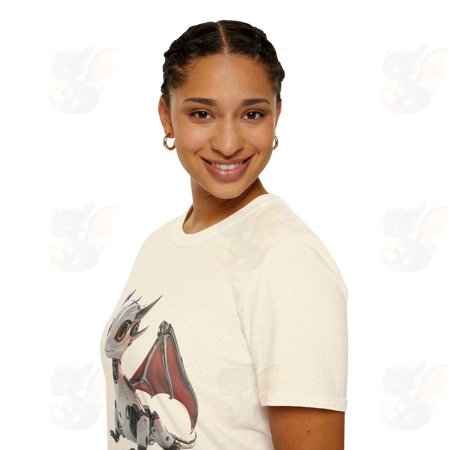 Adult Robot Dragon Design Unisex Softstyle T-Shirt
