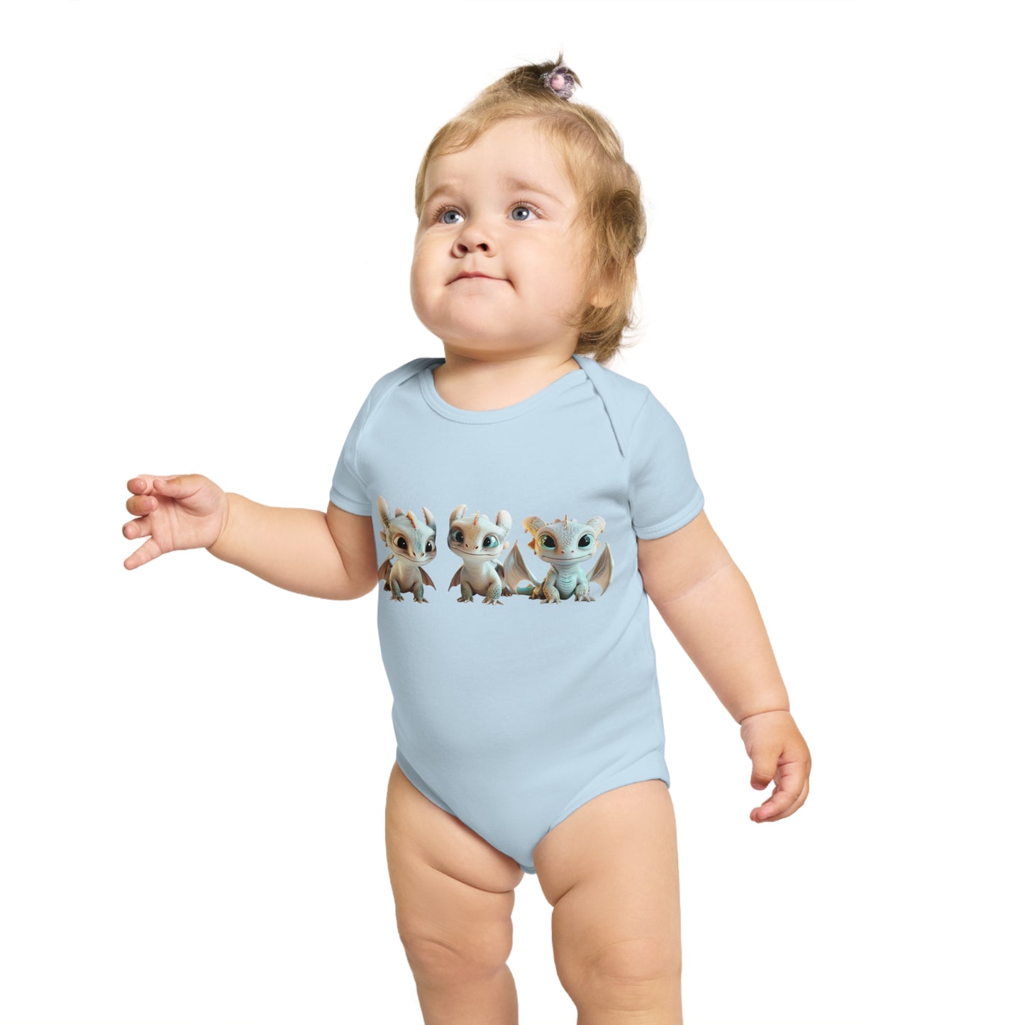 Short Sleeve Baby Bodysuit with 3 Cute Baby Dragons | Teeny Tiny Dragons