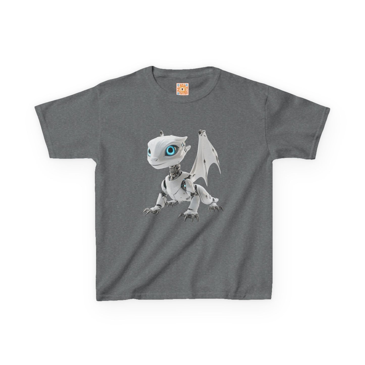 Blue Eyed Robot Dragon Heavy Cotton T-Shirt - Teeny Tiny Dragons